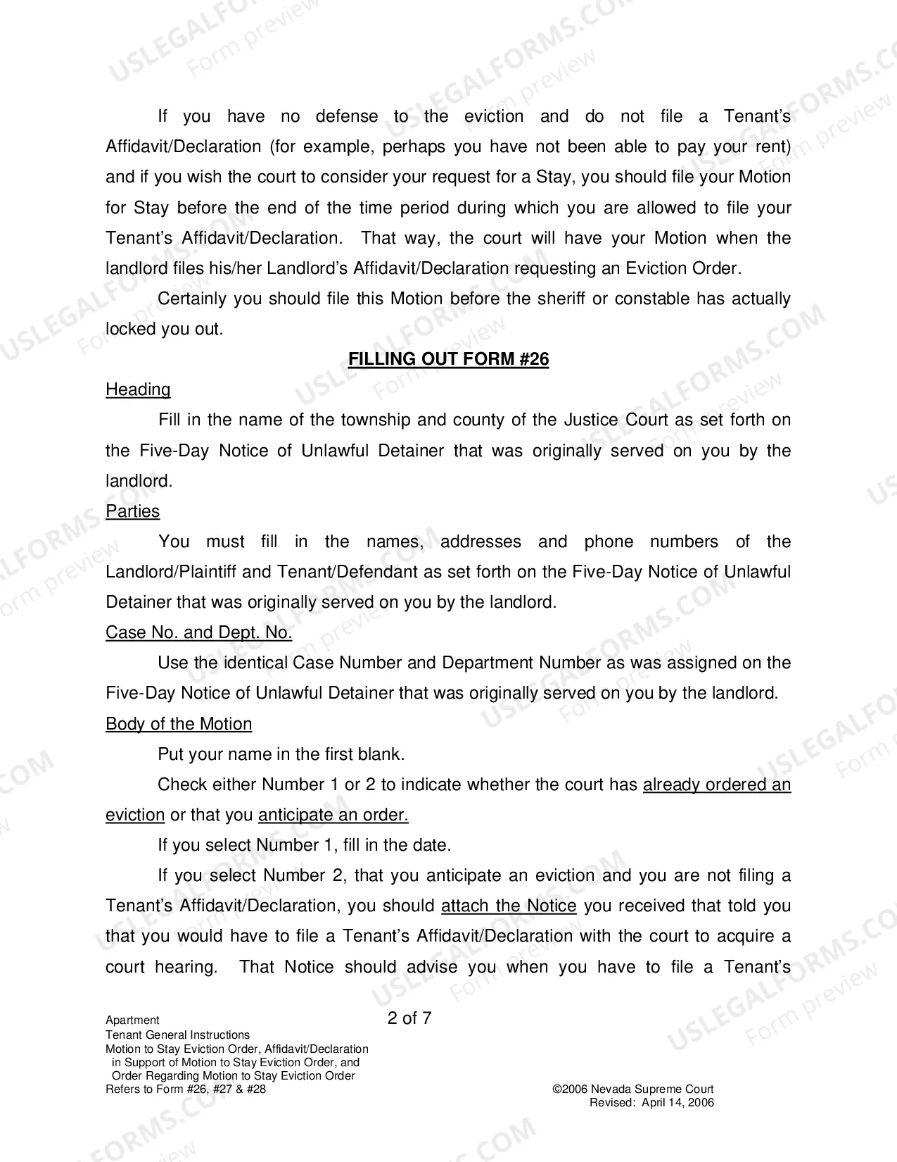 Preview Landlord-Tenant - Apts - Instructions for Forms 26-28