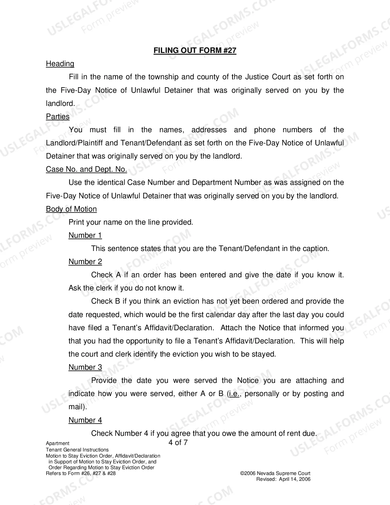 Preview Landlord-Tenant - Apts - Instructions for Forms 26-28