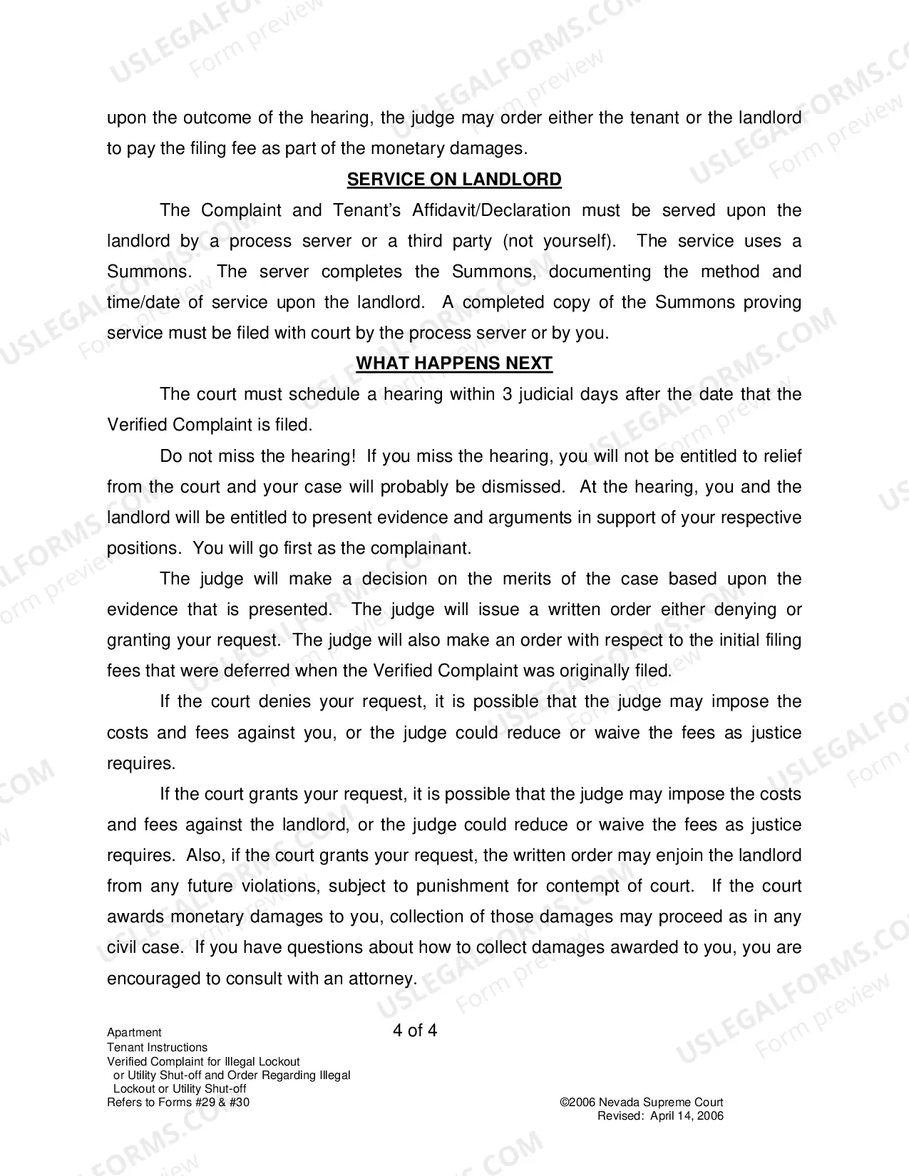 Preview Landlord-Tenant - Apts - Instructions for Forms 29-30