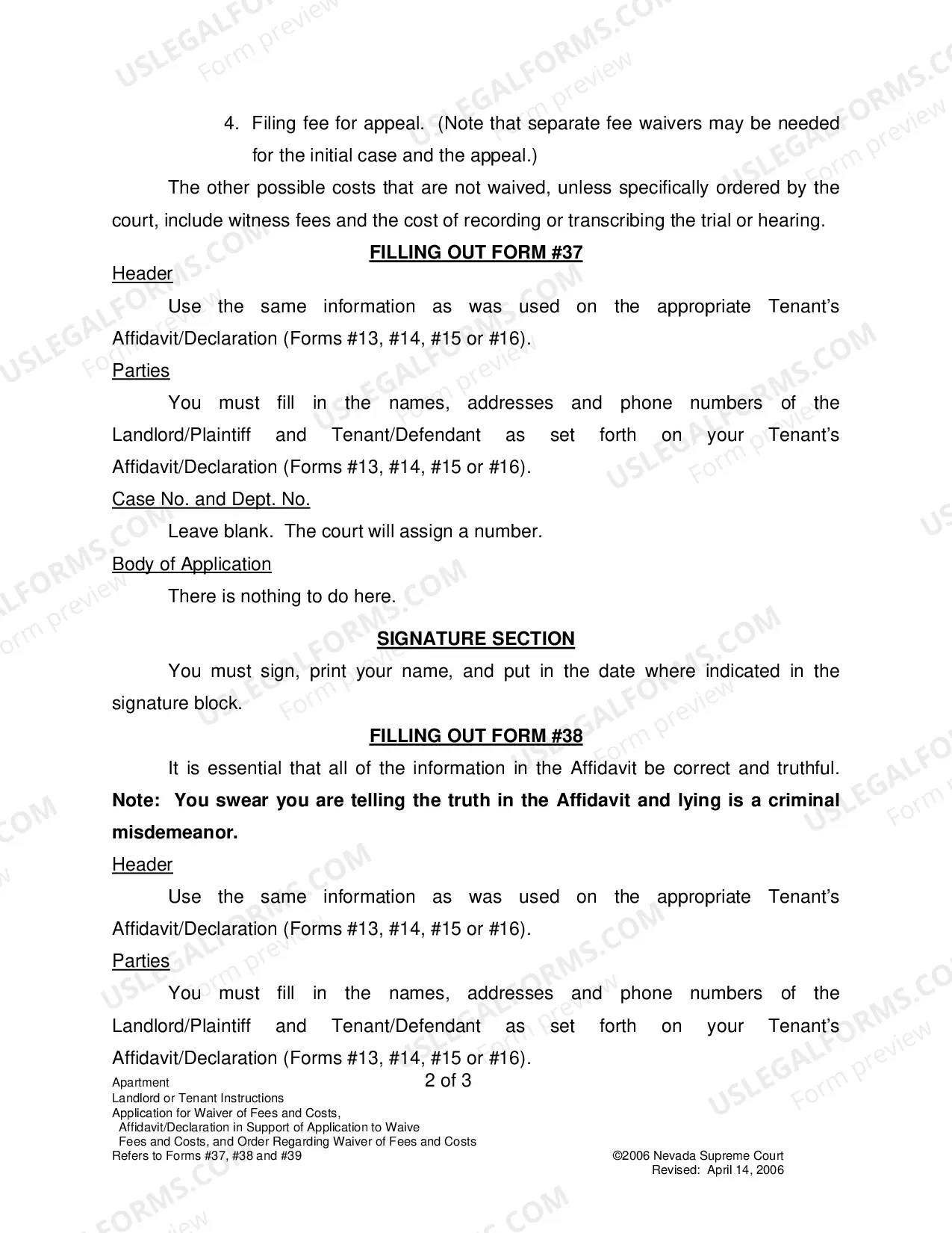 Preview Landlord-Tenant - Apts - Instructions for Forms 37-39