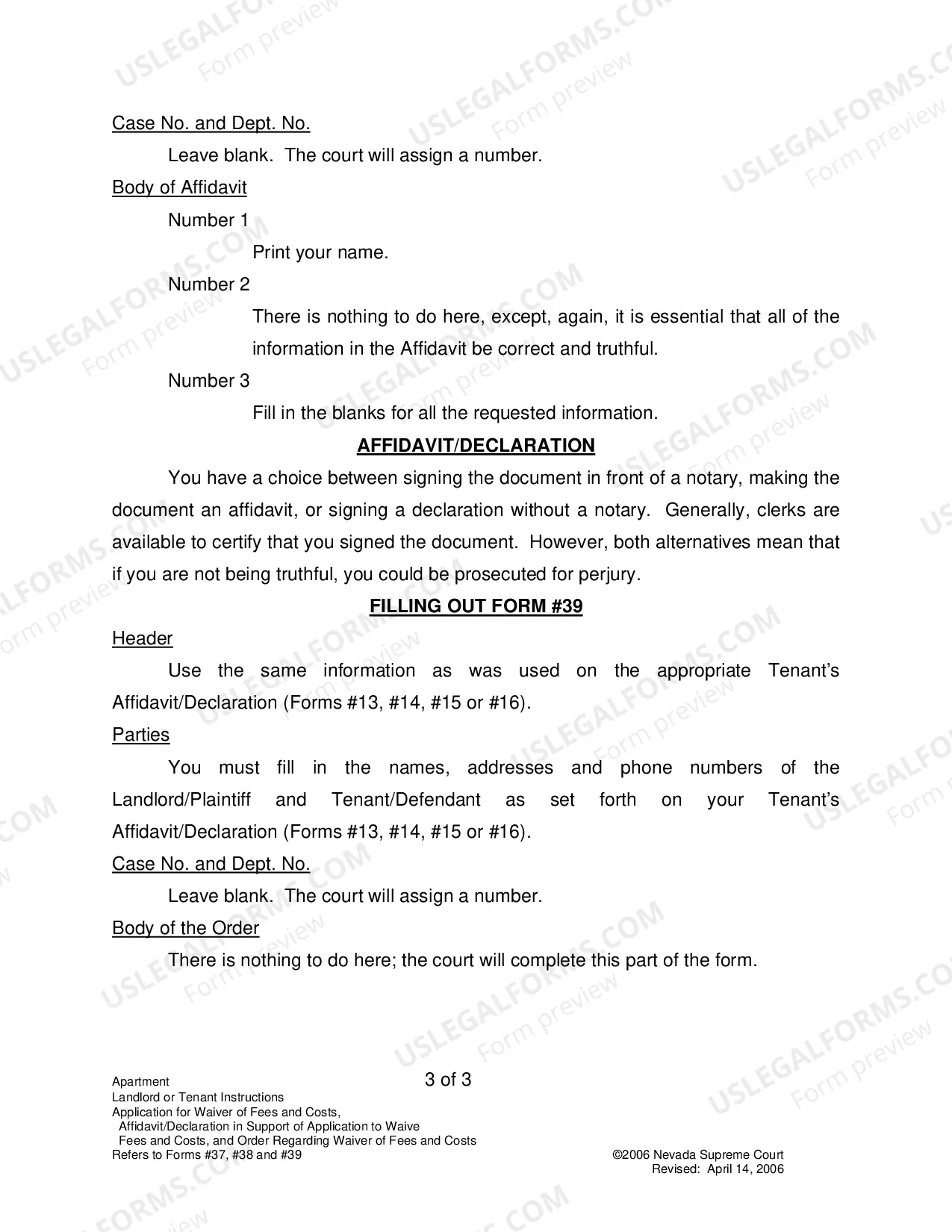 Preview Landlord-Tenant - Apts - Instructions for Forms 37-39