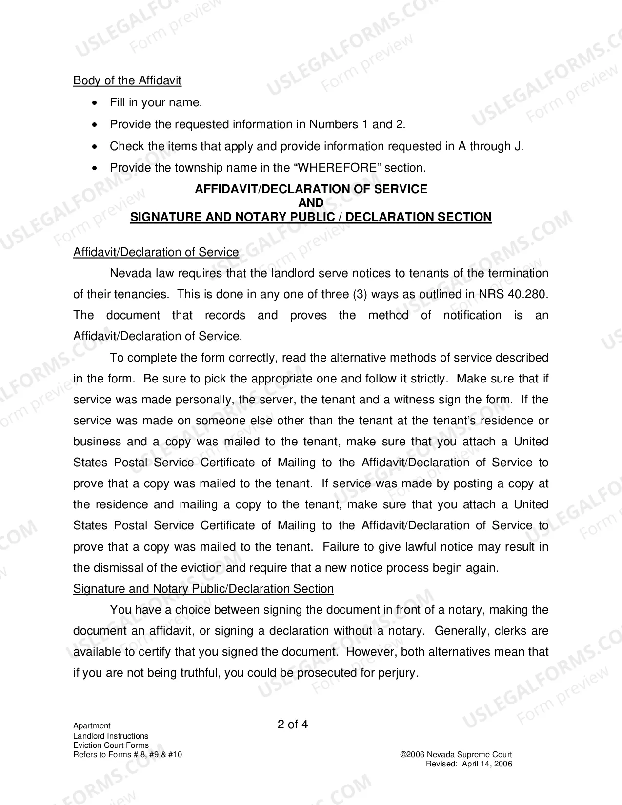 Preview Landlord-Tenant - Apts - Instructions for Forms 8-10