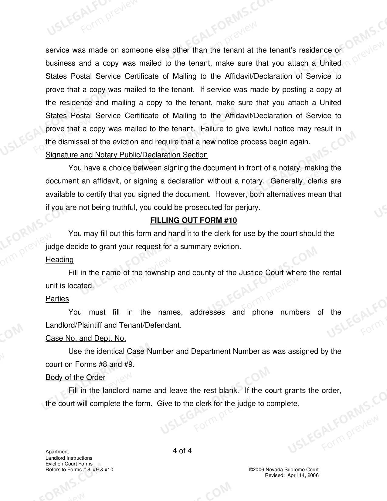 Preview Landlord-Tenant - Apts - Instructions for Forms 8-10