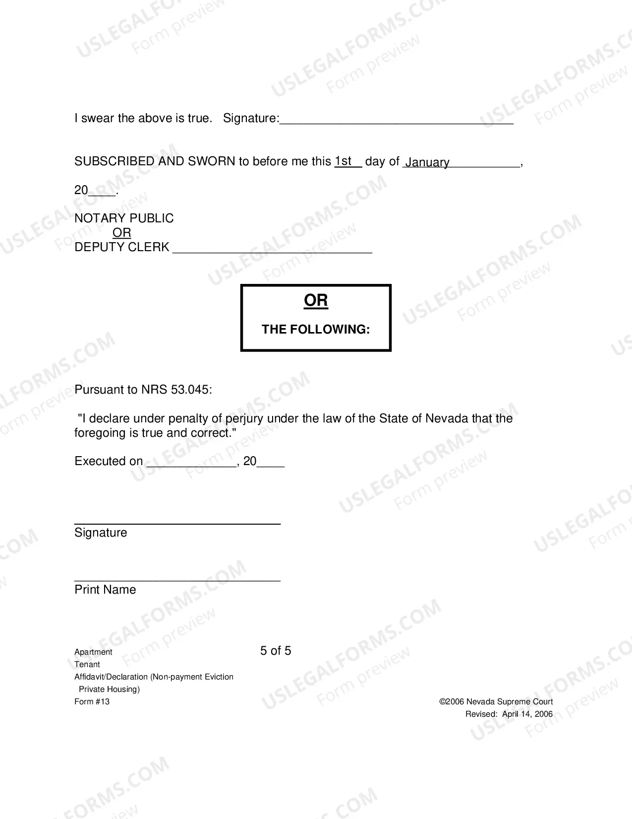 Preview Tenant Affidavit Declaration