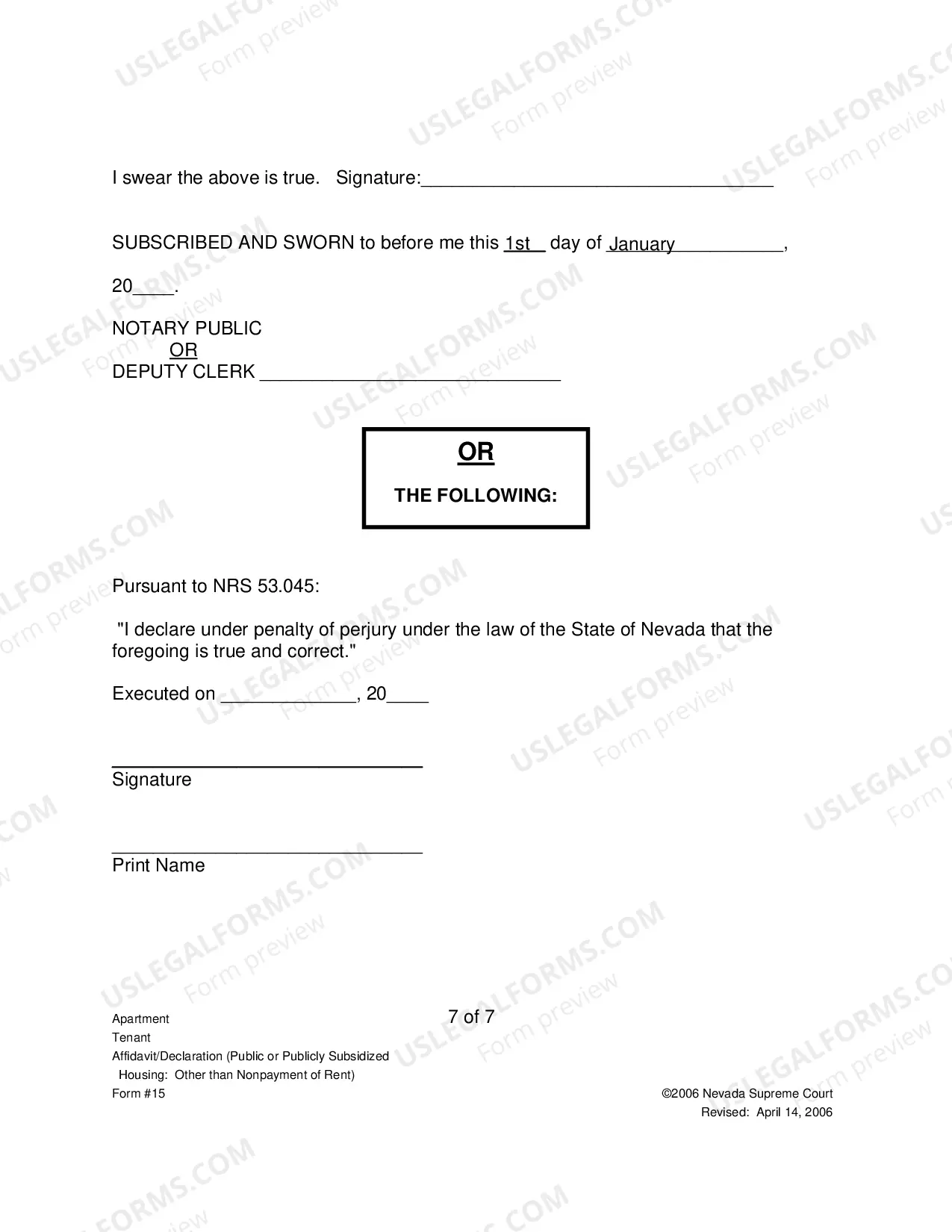 Preview Tenants Affidavit Declaration - Subsidized Housing