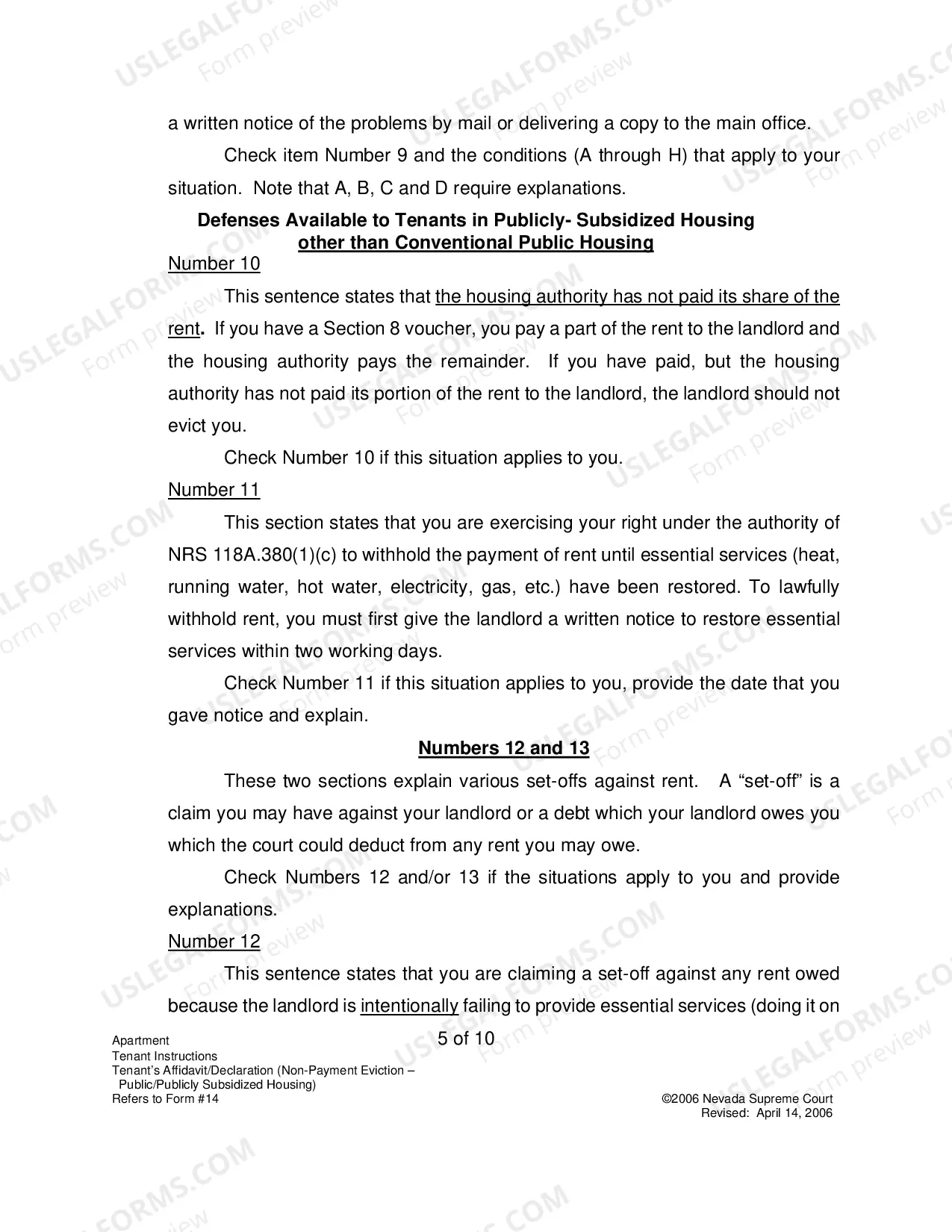 Preview Tenants Affidavit Declaration Nonpayment Eviction - Subsidized Housing