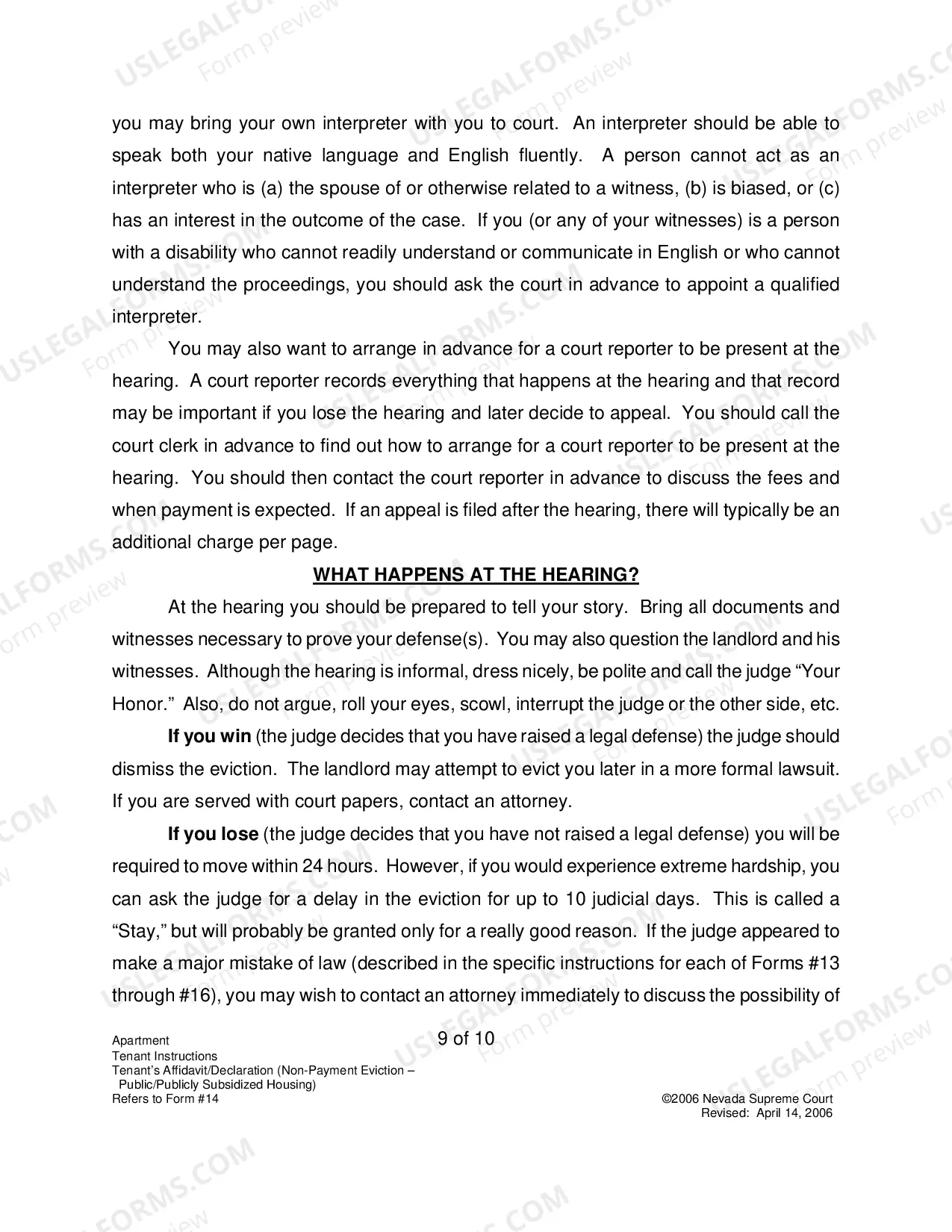 Preview Tenants Affidavit Declaration Nonpayment Eviction - Subsidized Housing