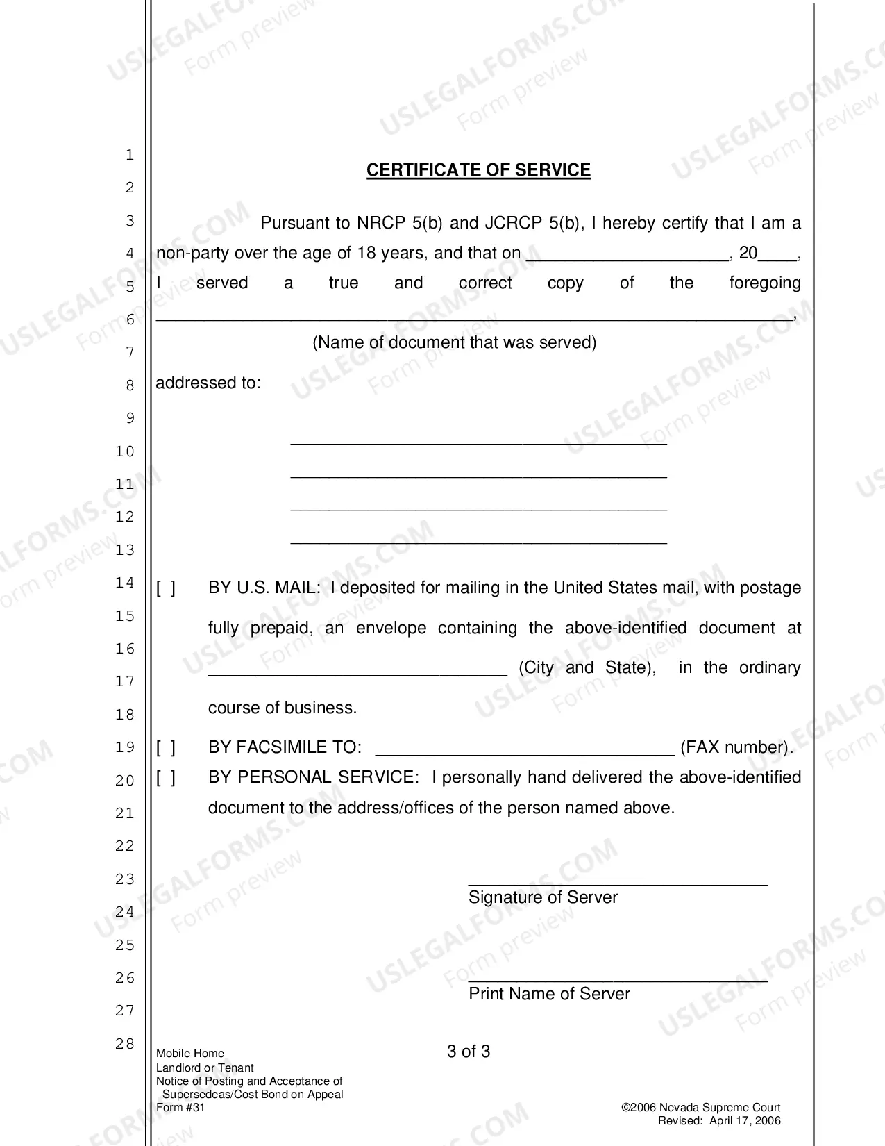Preview Notice of Posting And Acceptance of Supersedeas Or Cost Bond On Appeal