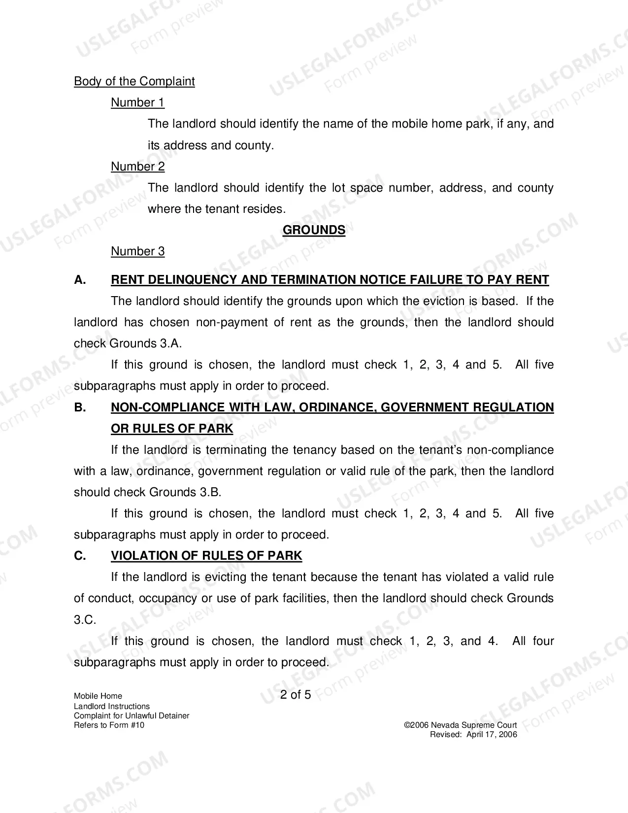 Preview Landlord-Tenant - Mobile Homes - Instructions for 10