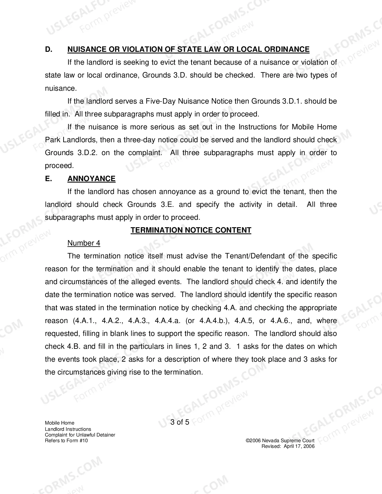 Preview Landlord-Tenant - Mobile Homes - Instructions for 10