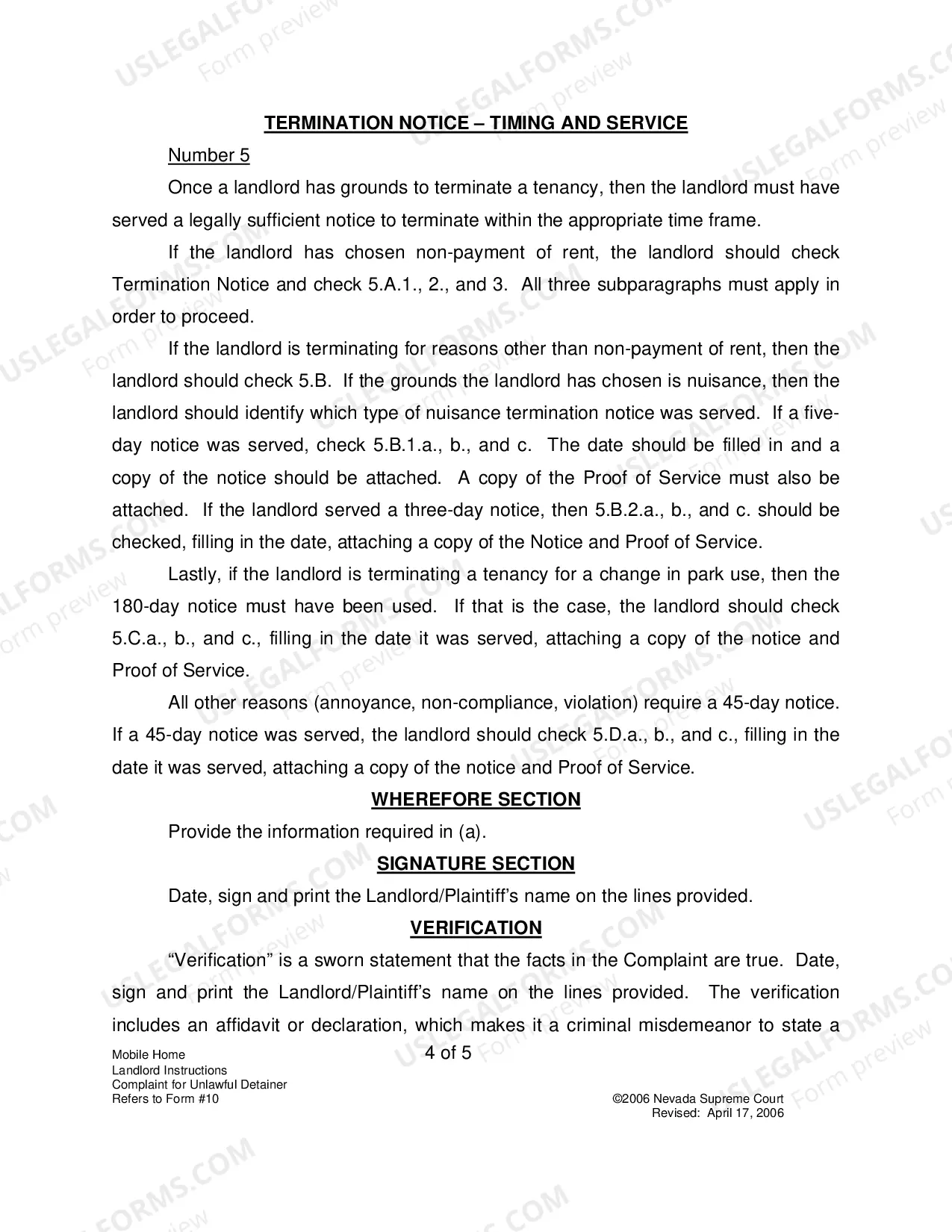 Preview Landlord-Tenant - Mobile Homes - Instructions for 10