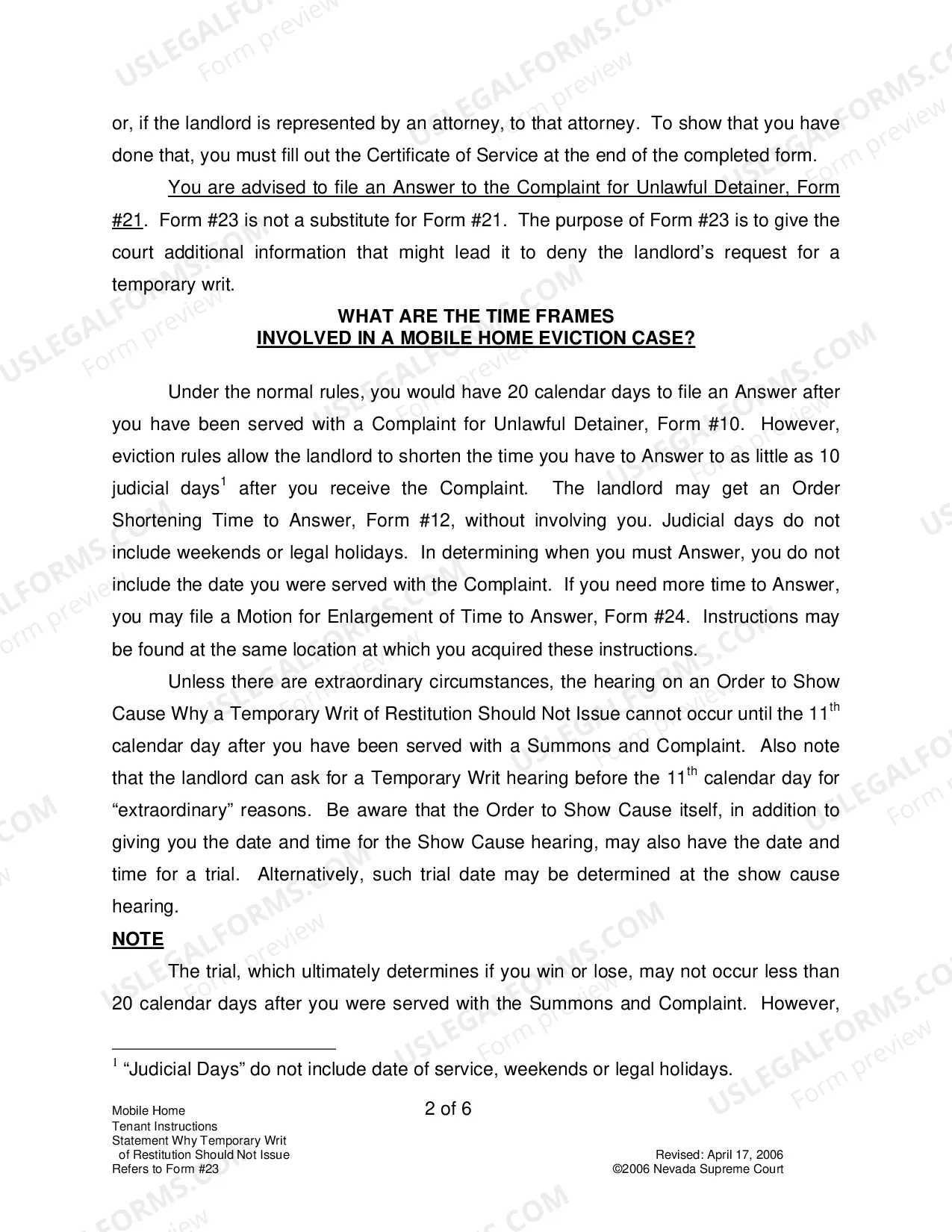 Preview Landlord-Tenant - Mobile Homes - Instructions for 23