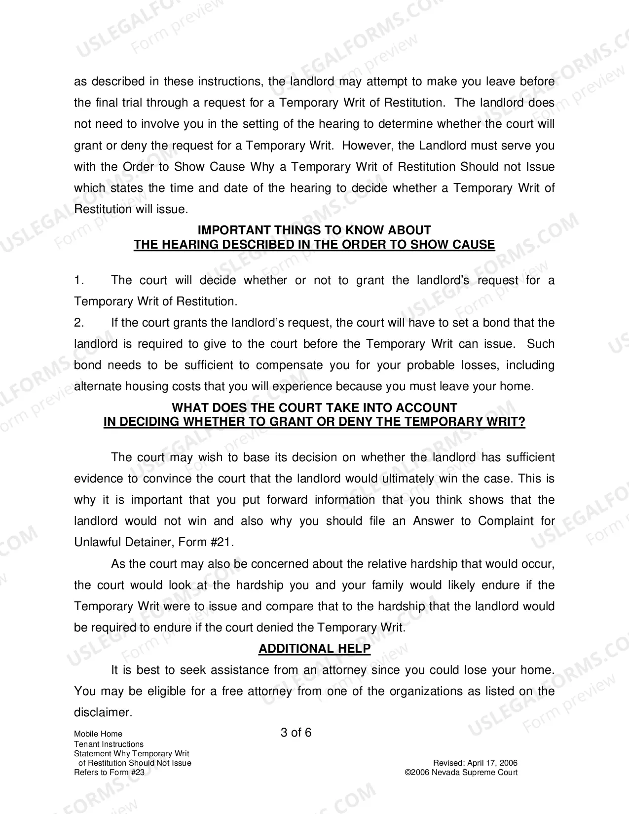Preview Landlord-Tenant - Mobile Homes - Instructions for 23