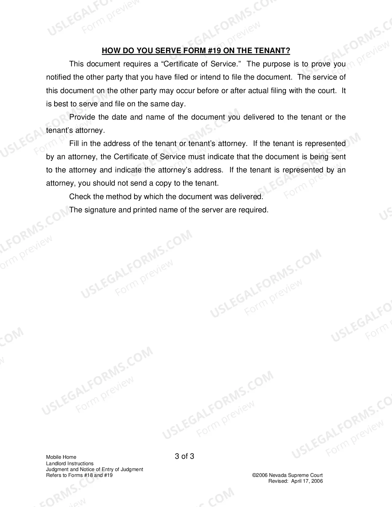 Preview Landlord-Tenant - Mobile Homes - Instructions for Forms 18-19