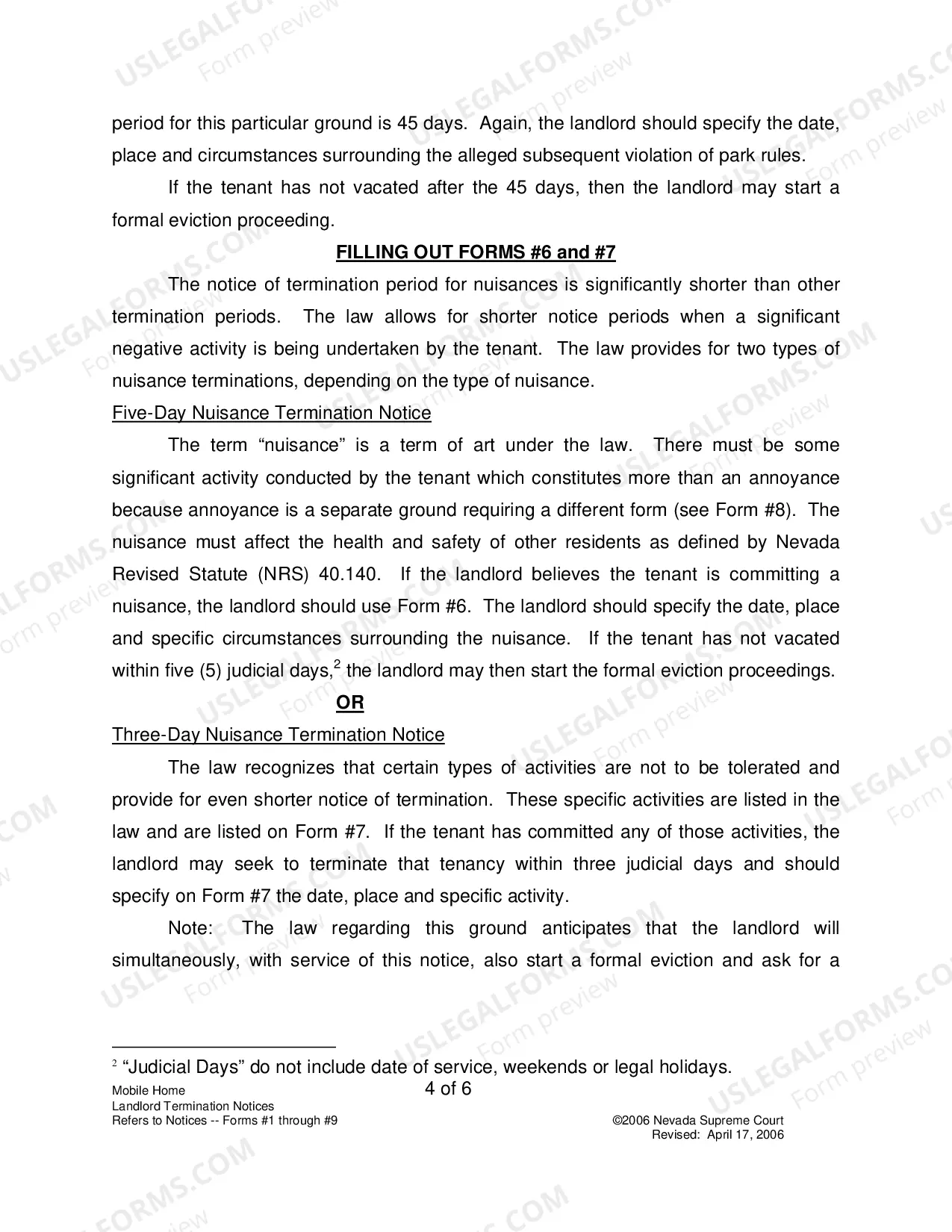 Preview Landlord-Tenant - Mobile Homes - Instructions for Forms 1-9