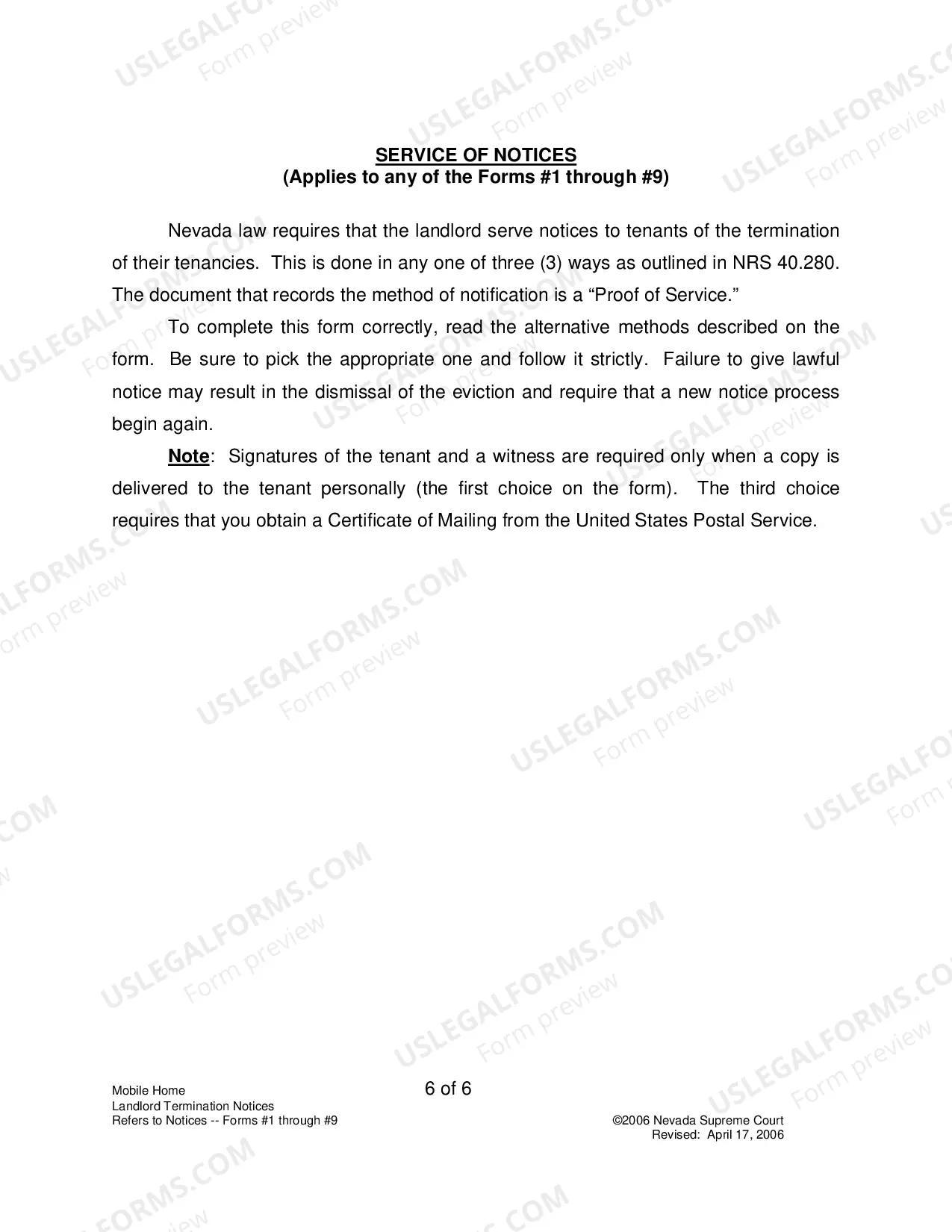 Preview Landlord-Tenant - Mobile Homes - Instructions for Forms 1-9