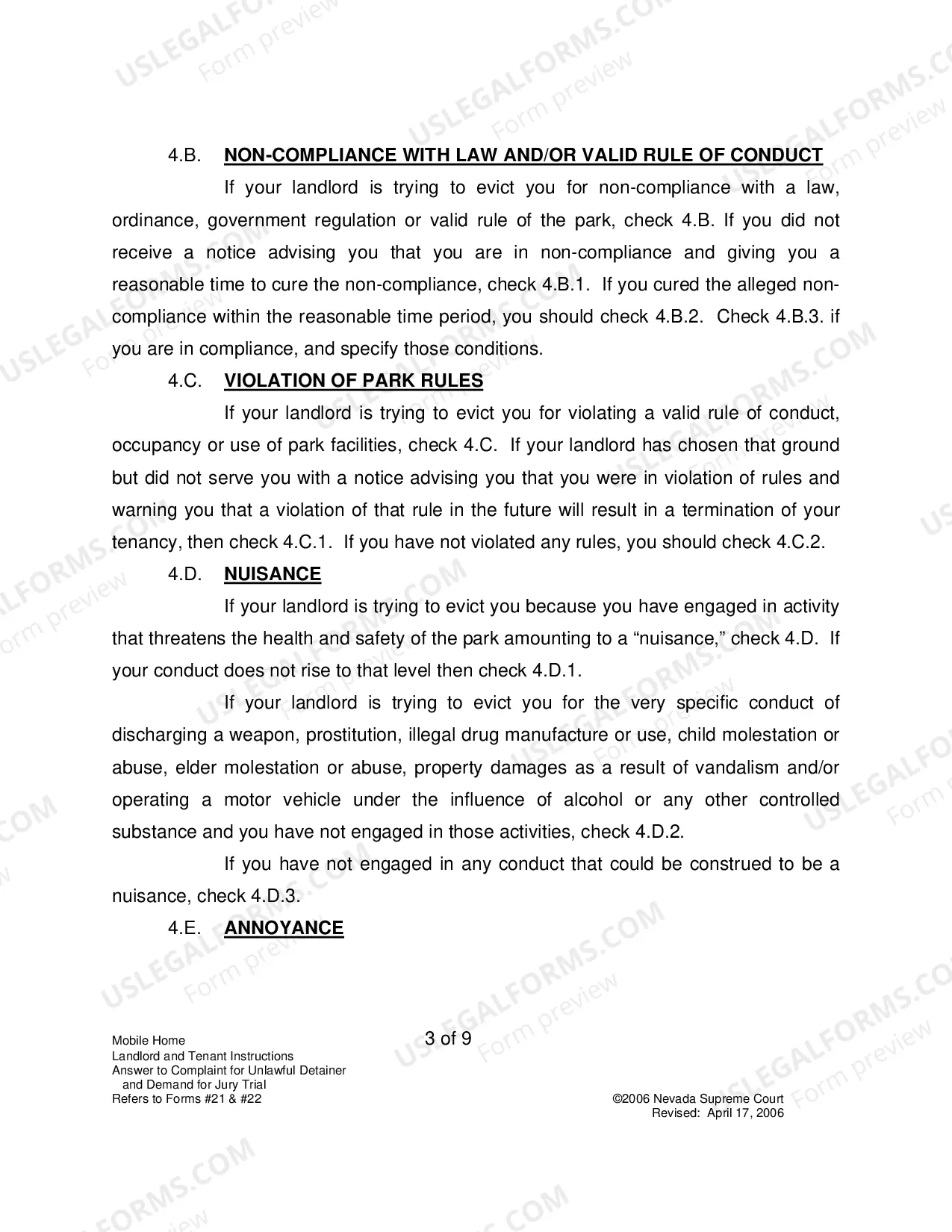 Preview Landlord-Tenant - Mobile Homes - Instructions for Forms 21-22