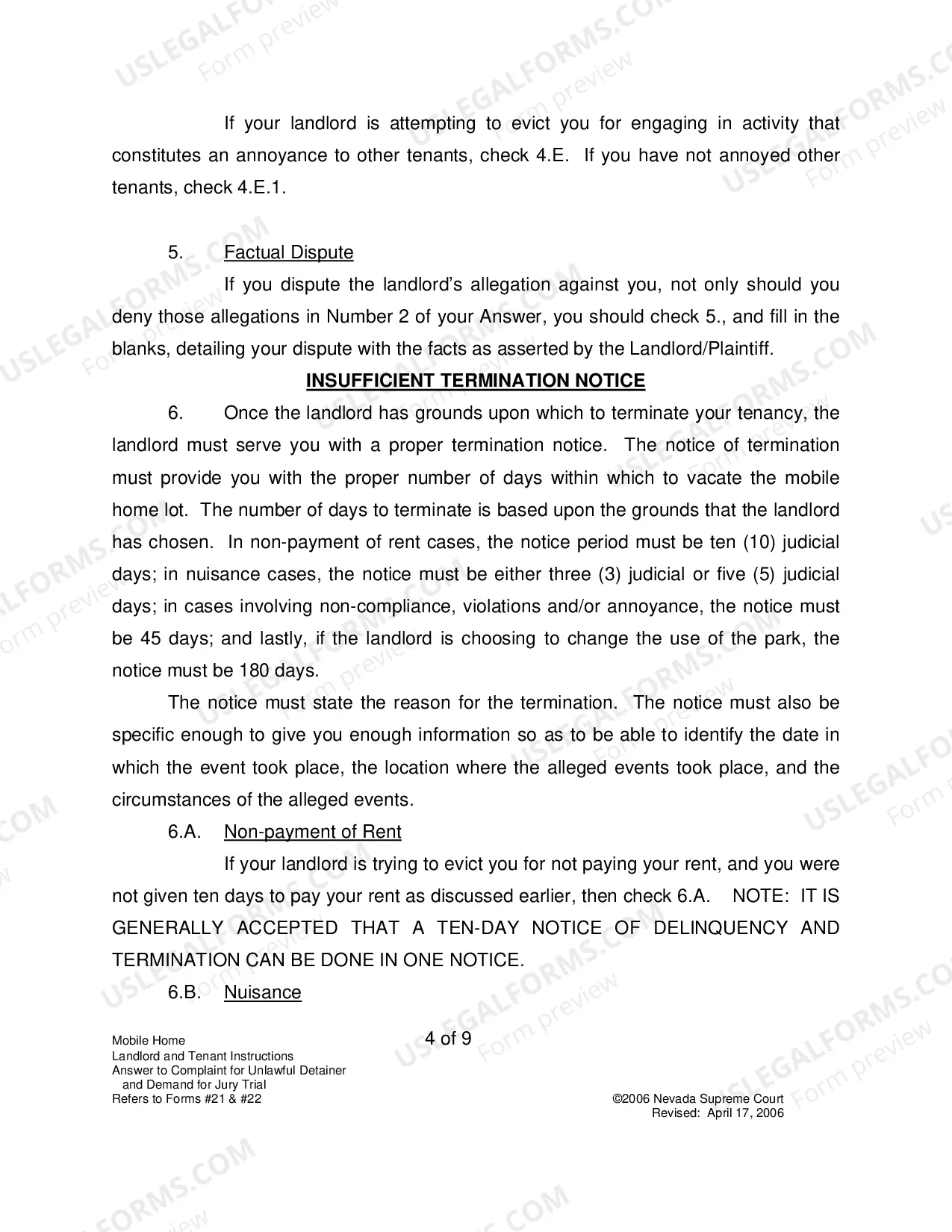 Preview Landlord-Tenant - Mobile Homes - Instructions for Forms 21-22
