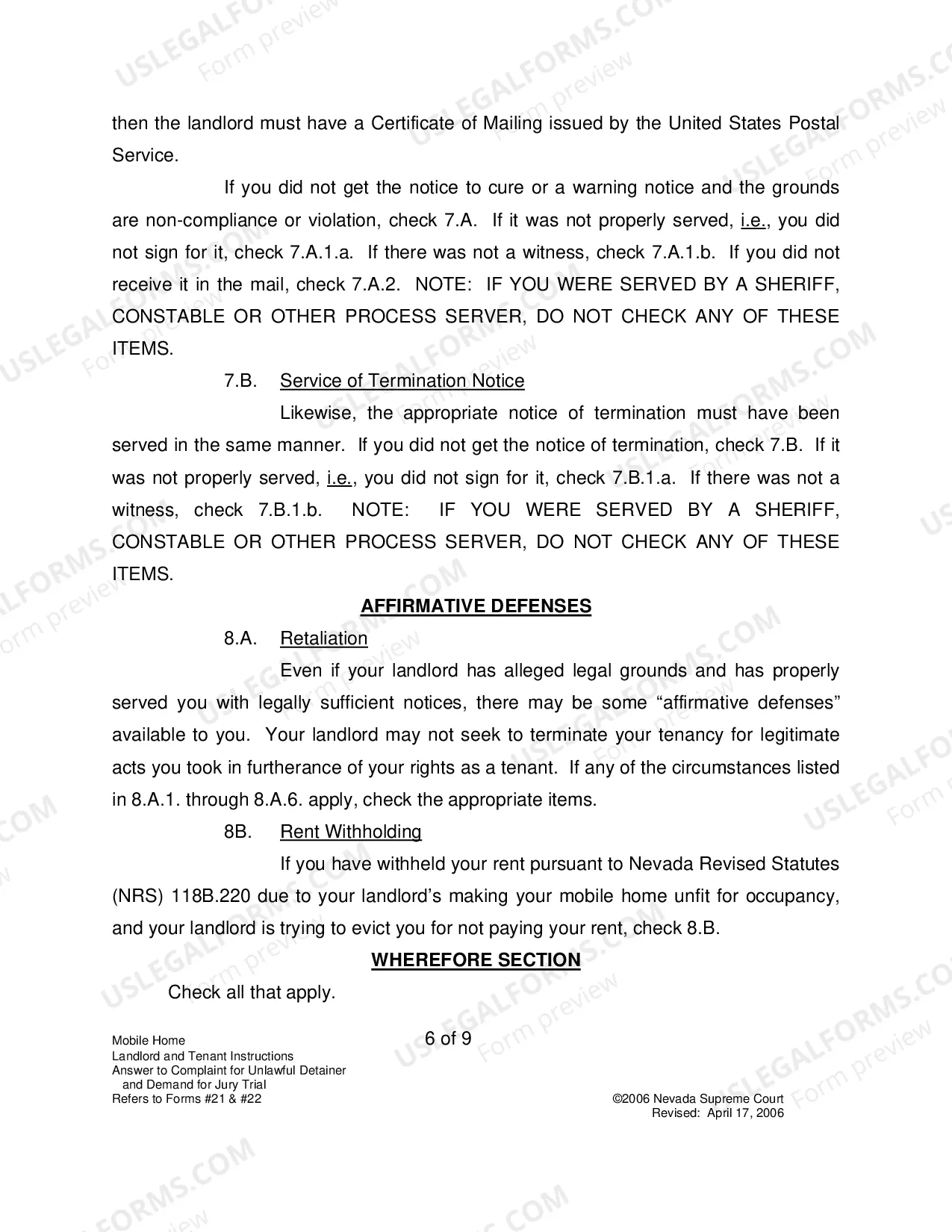 Preview Landlord-Tenant - Mobile Homes - Instructions for Forms 21-22
