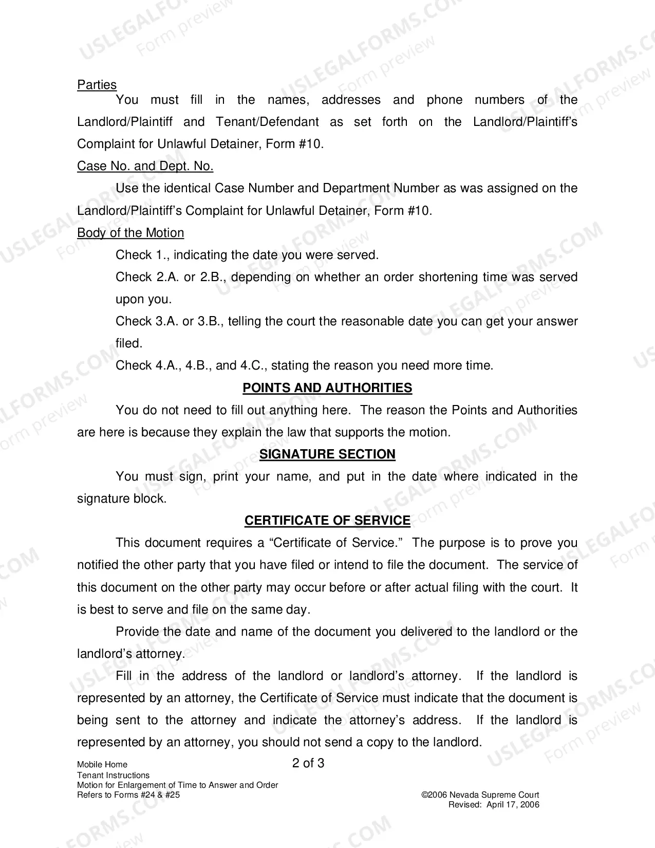 Preview Landlord-Tenant - Mobile Homes - Instructions for Forms 24-25