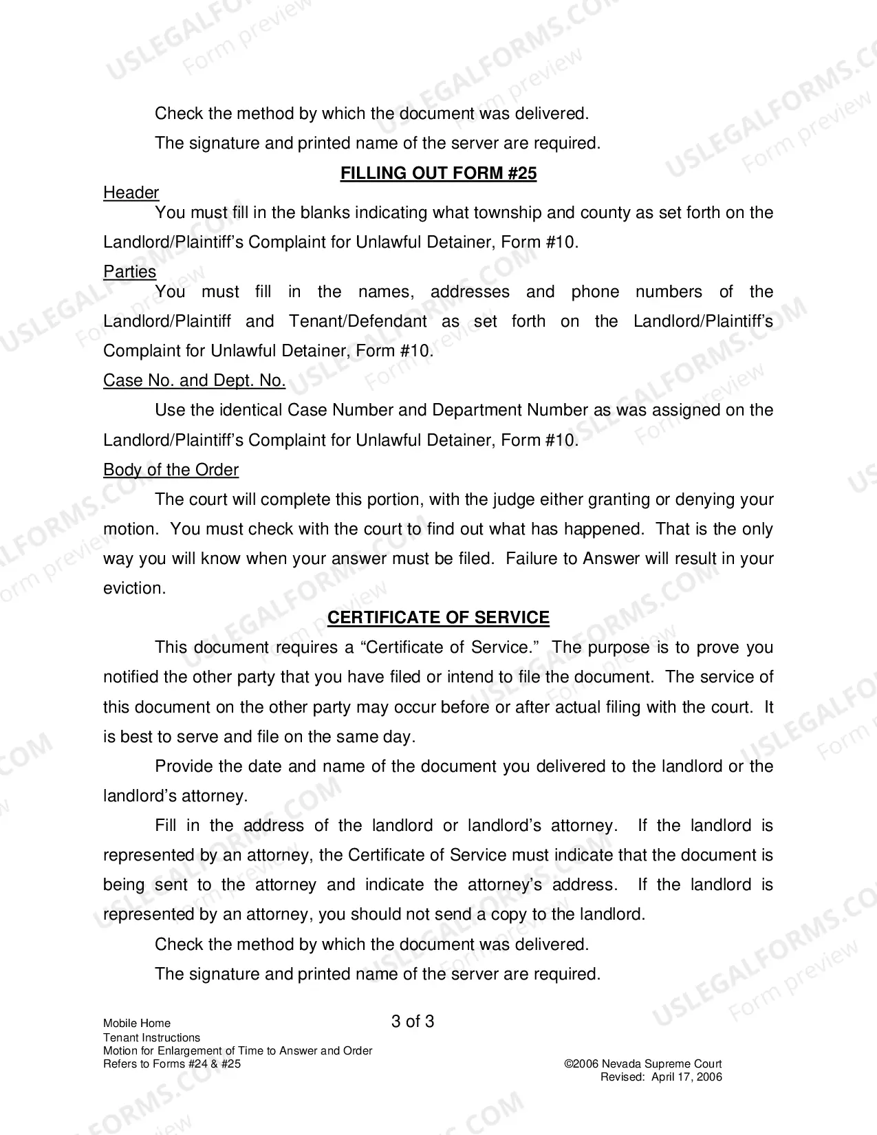 Preview Landlord-Tenant - Mobile Homes - Instructions for Forms 24-25