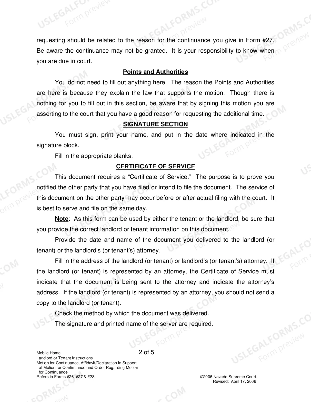 Preview Landlord-Tenant - Mobile Homes - Instructions for Forms 26-28