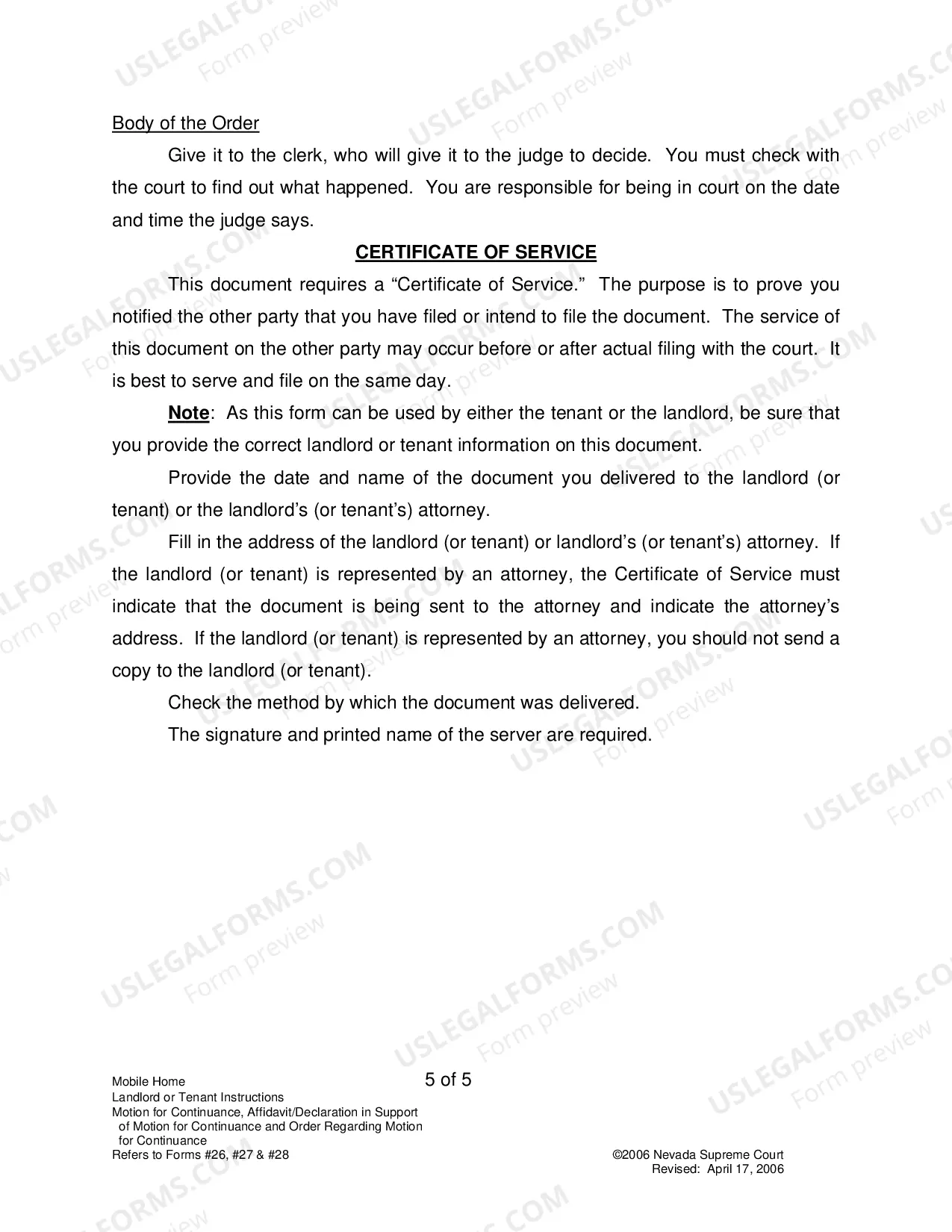 Preview Landlord-Tenant - Mobile Homes - Instructions for Forms 26-28