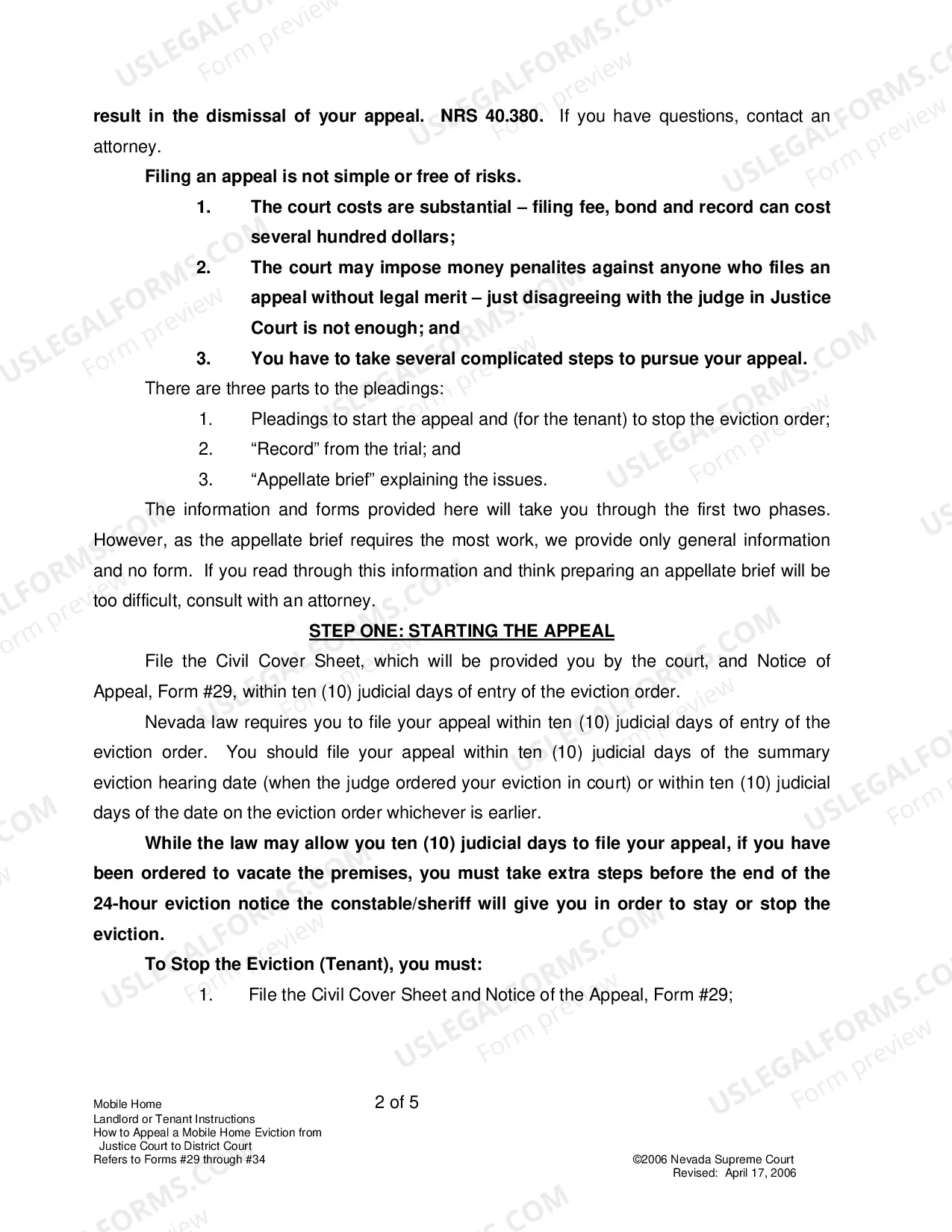 Preview Landlord-Tenant - Mobile Homes - Instructions for Forms 29-34