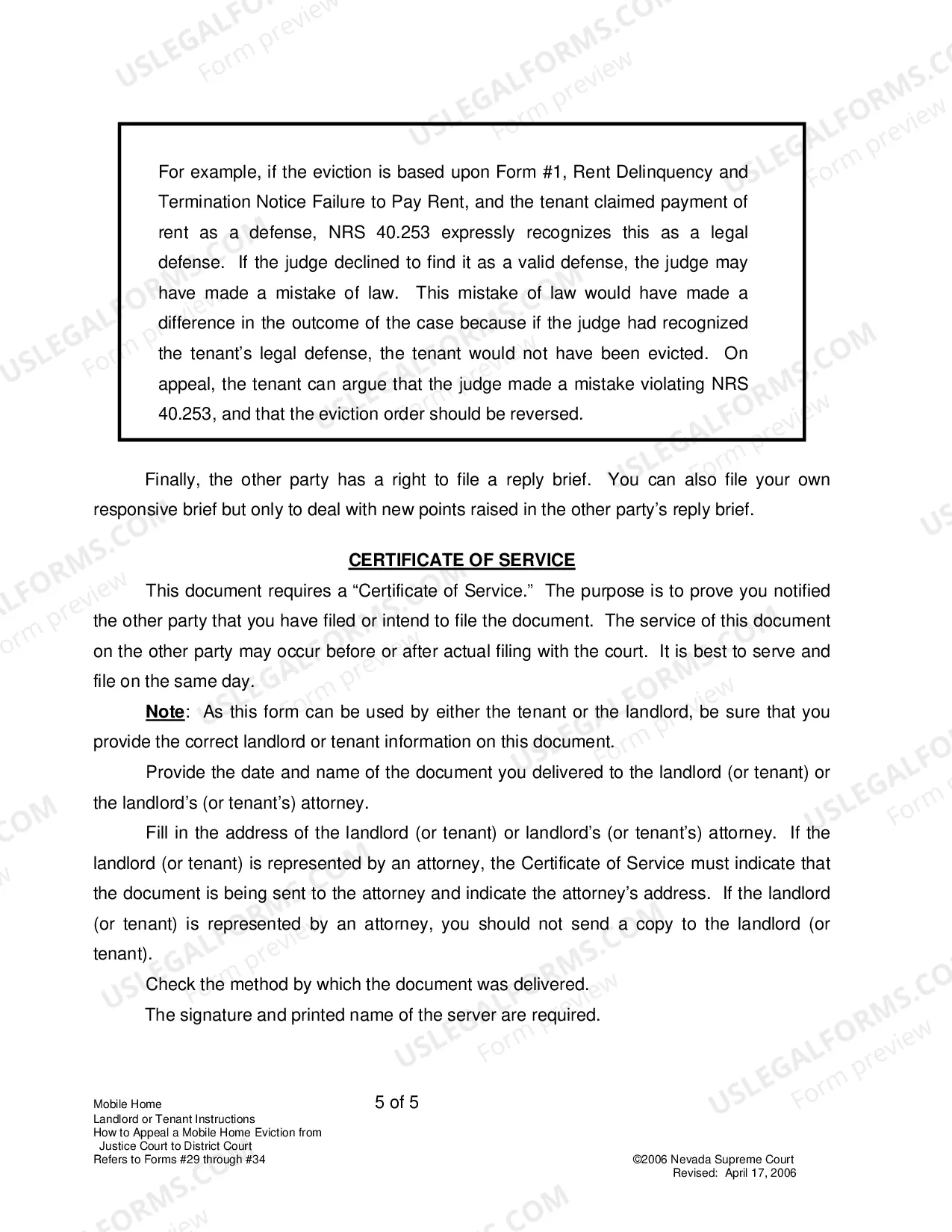 Preview Landlord-Tenant - Mobile Homes - Instructions for Forms 29-34