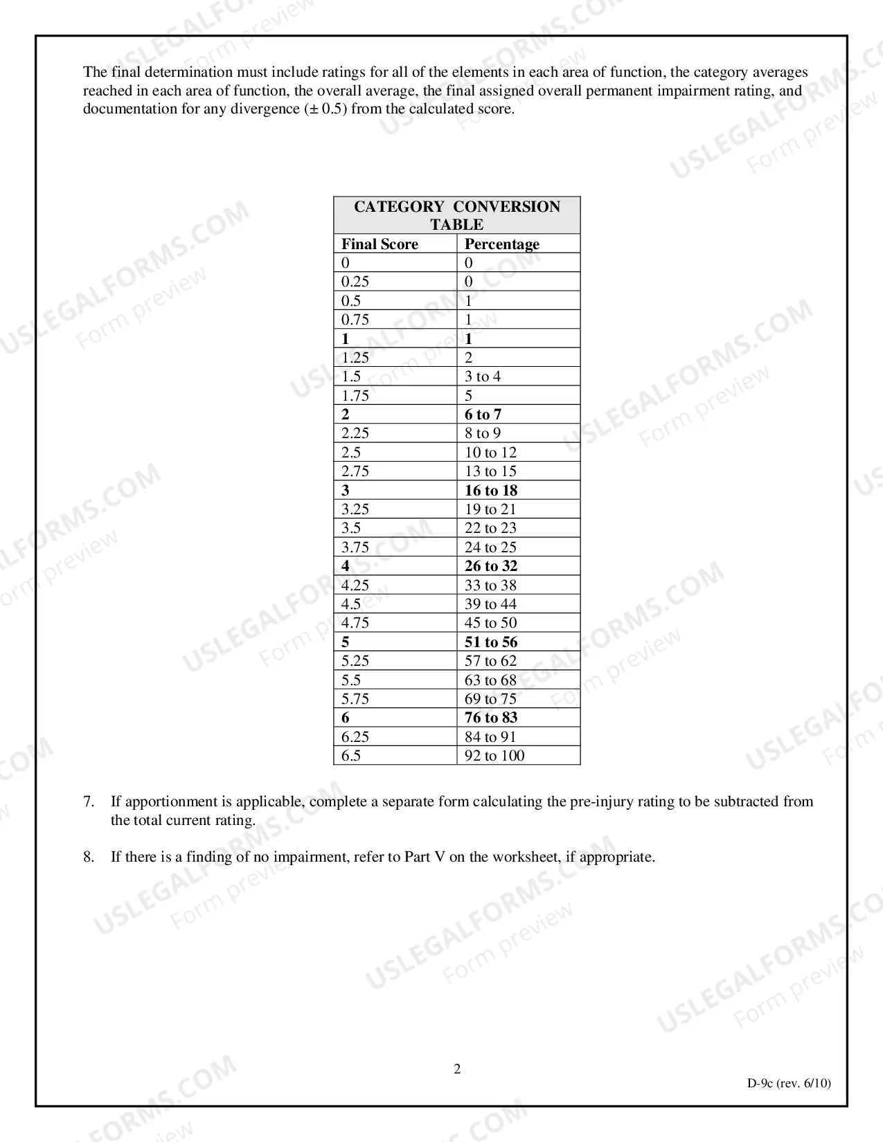 Preview Permanent Work Related Mental Impairment Rating Report Work Sheet