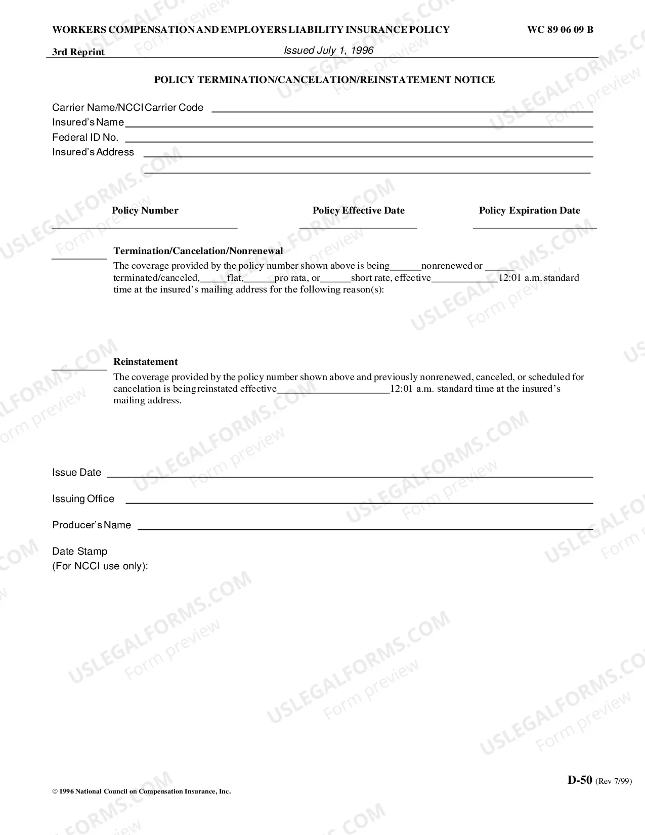 Preview Policy Termination-Cancelation-Reinstatement Notice