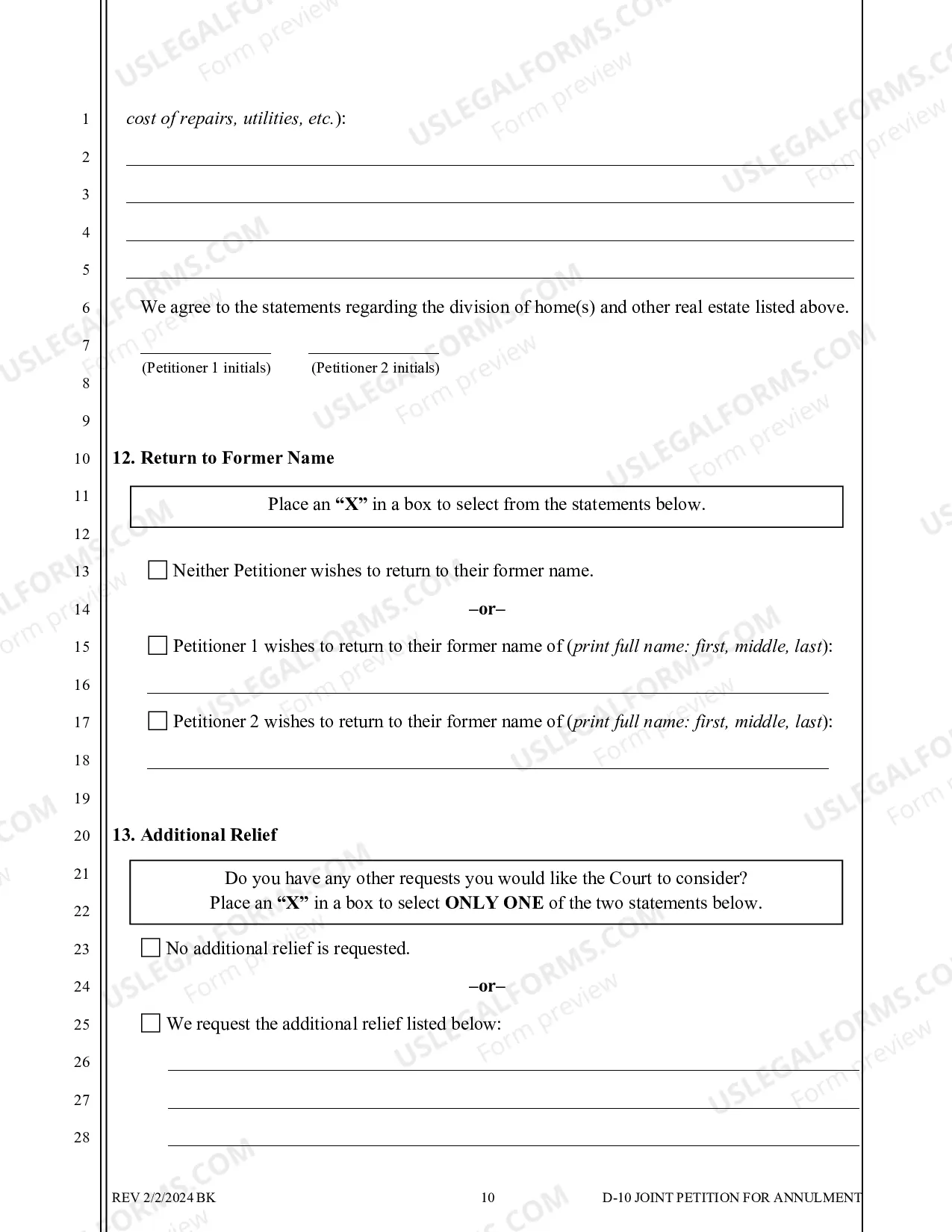 Preview Joint Petition for Summary Annulment - No Children - Washoe County