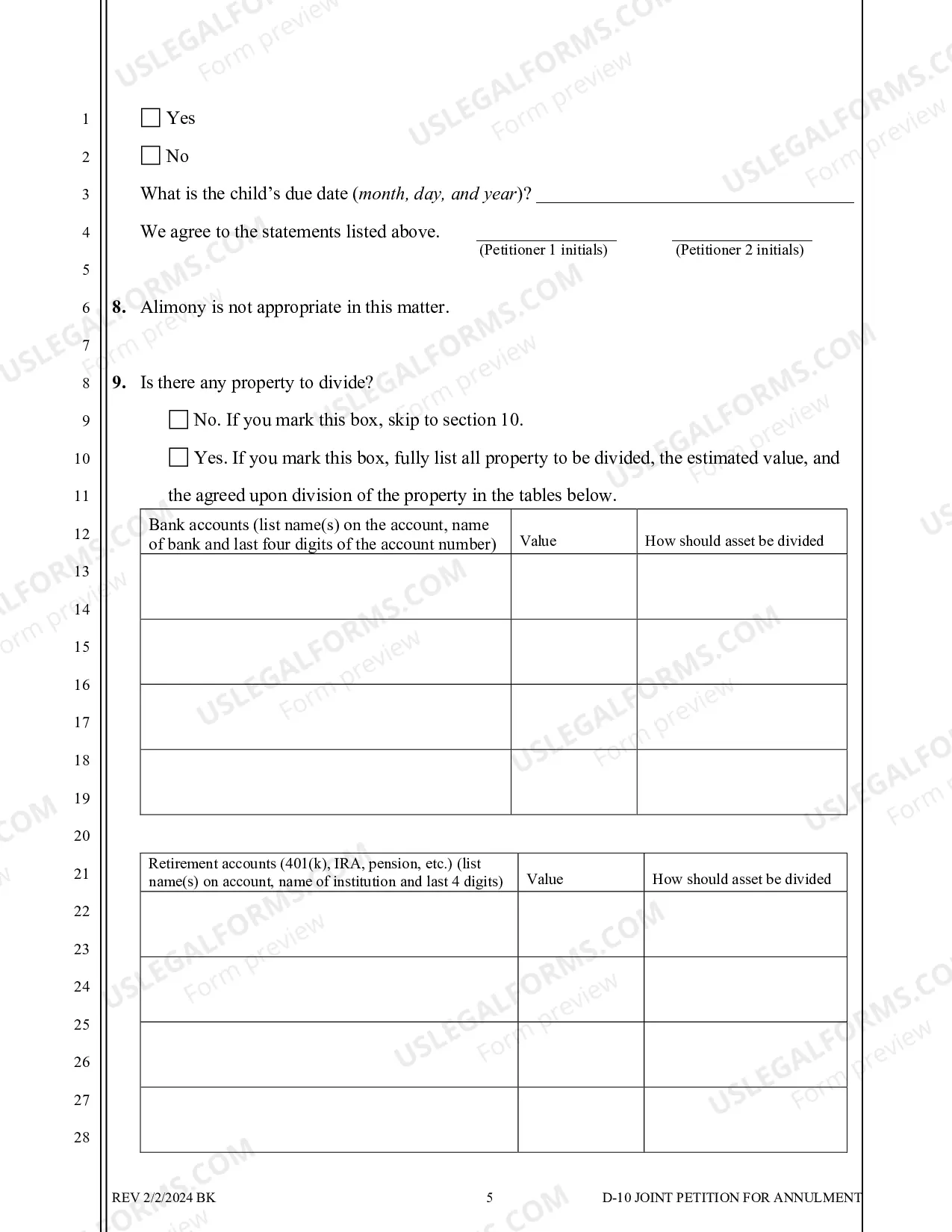 Preview Joint Petition for Summary Annulment - No Children - Washoe County