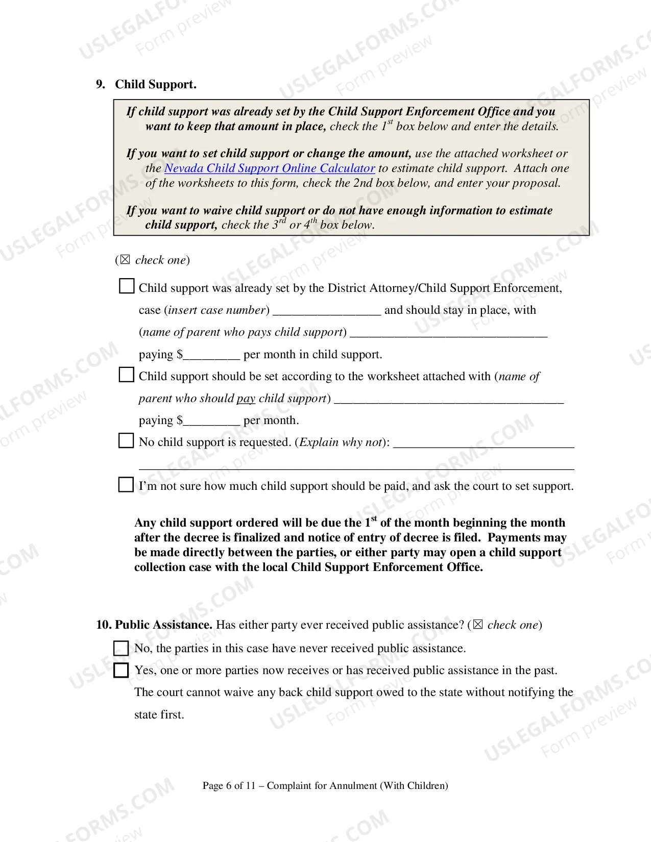 Preview Complaint for Annulment or in the Alternative Divorce and UCCJEA Declaration - With Children