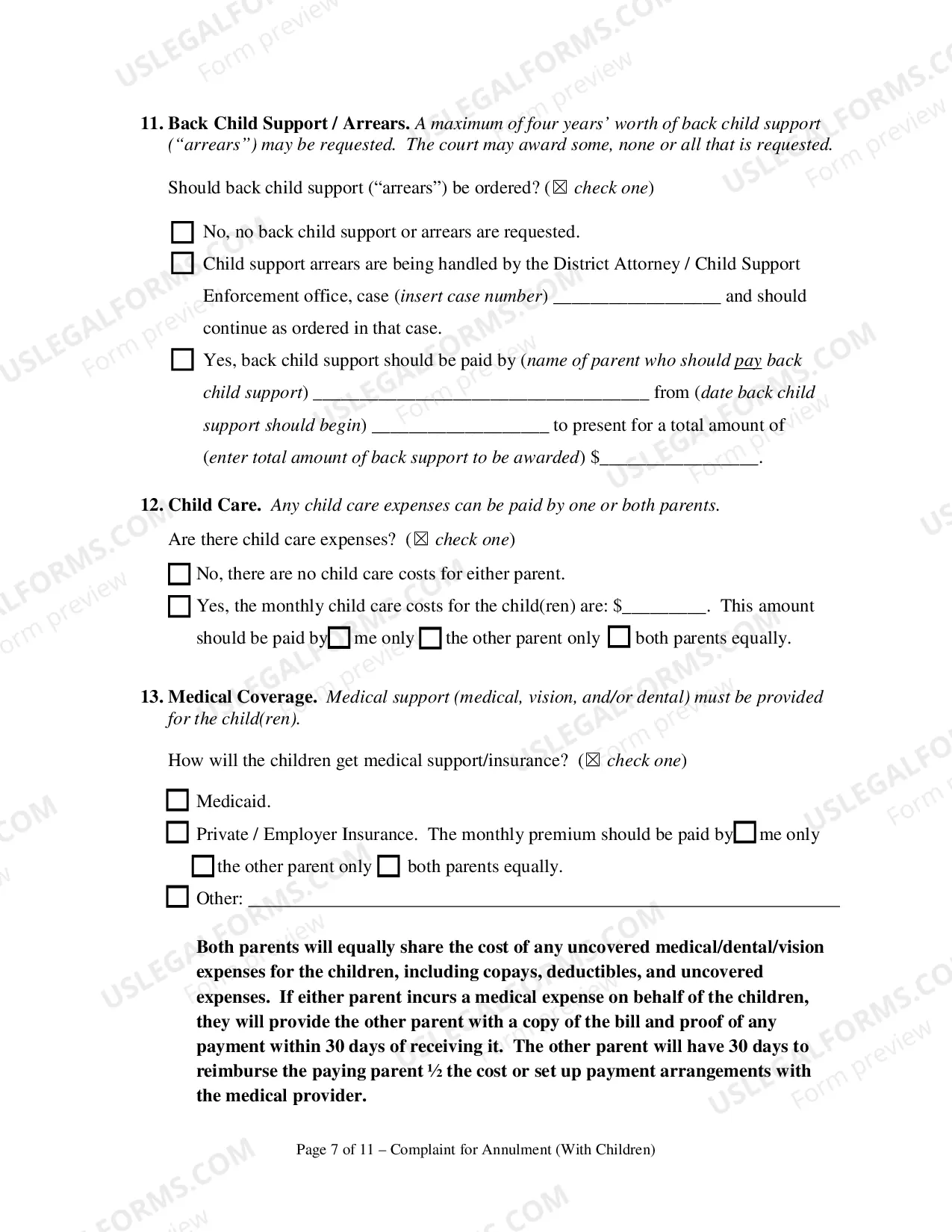 Preview Complaint for Annulment or in the Alternative Divorce and UCCJEA Declaration - With Children
