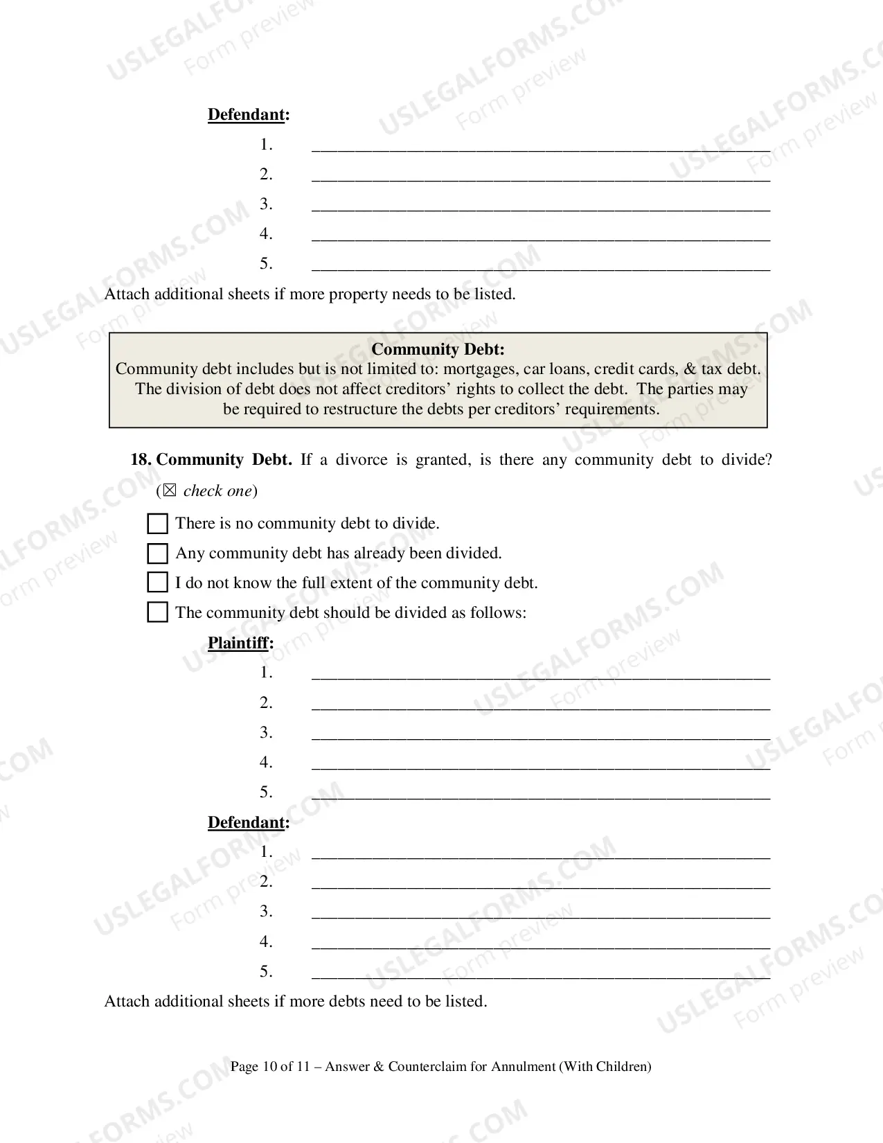 Preview Answer and Counterclaim for Annulment or in the Alternative for Divorce and UCCJEA Declaration - With Children