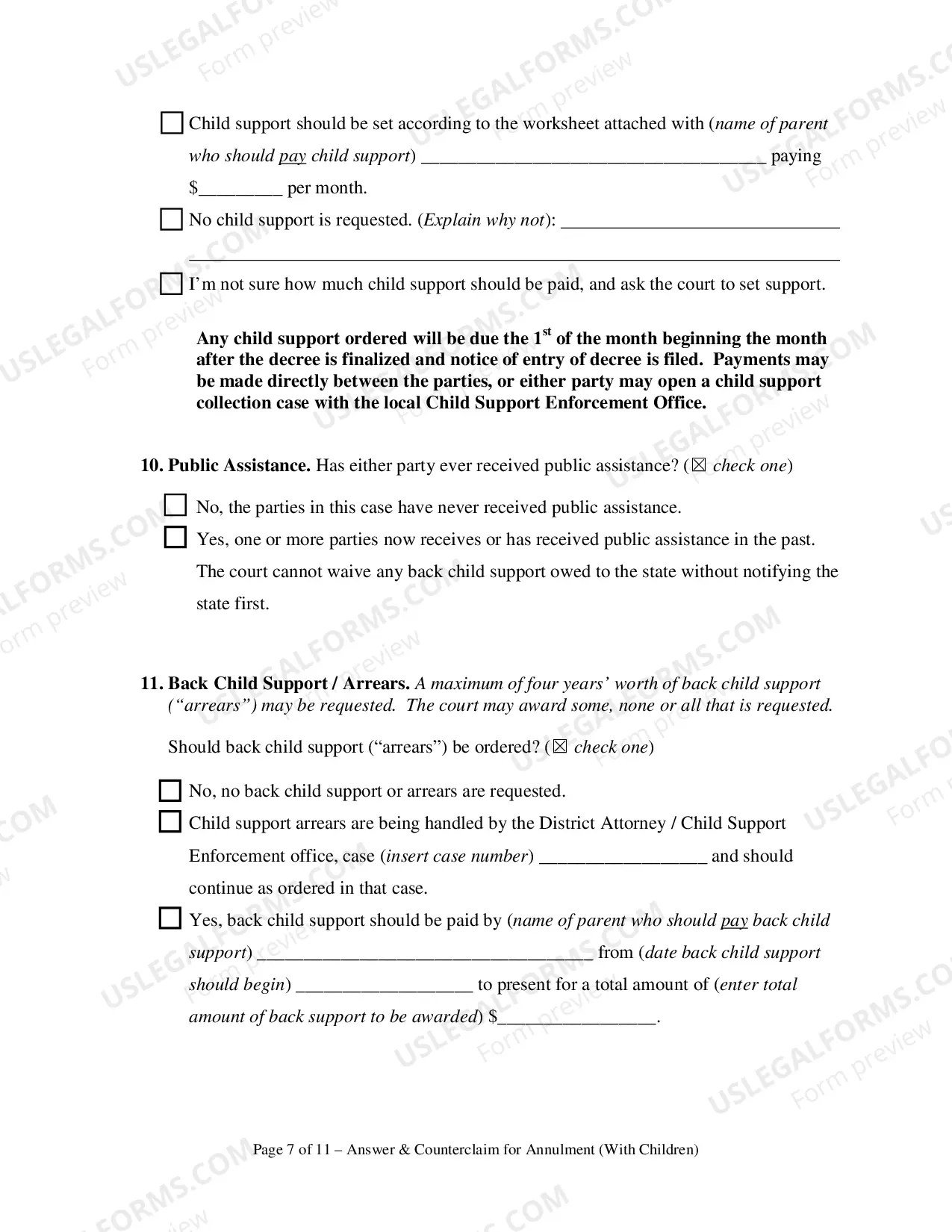 Preview Answer and Counterclaim for Annulment or in the Alternative for Divorce and UCCJEA Declaration - With Children
