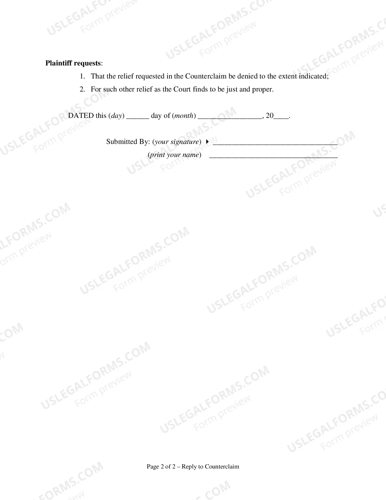Preview Reply to Counterclaim for Annulment
