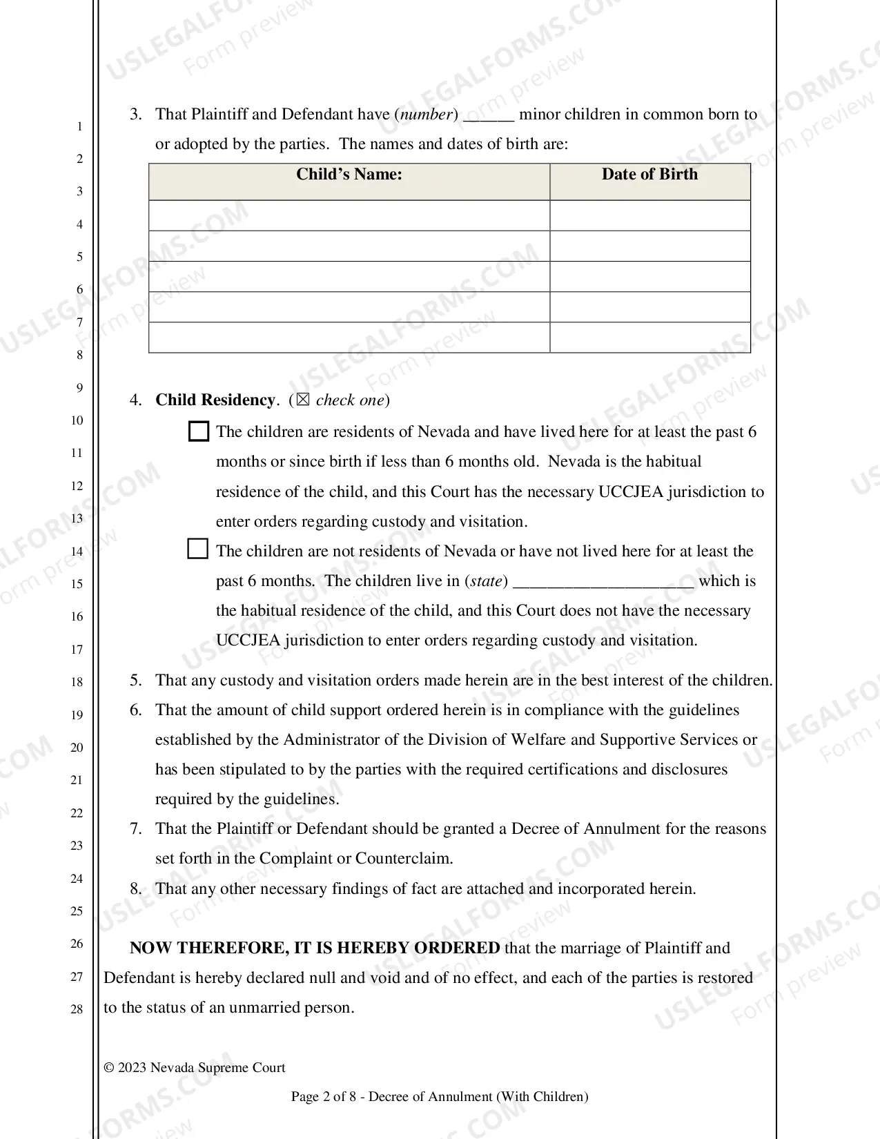 Preview Decree of Annulment - With Children
