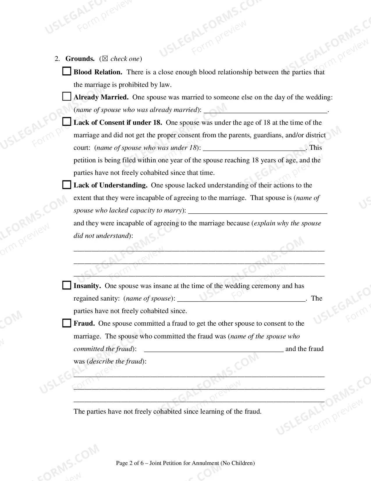 Preview Joint Petition for Annulment - No Children