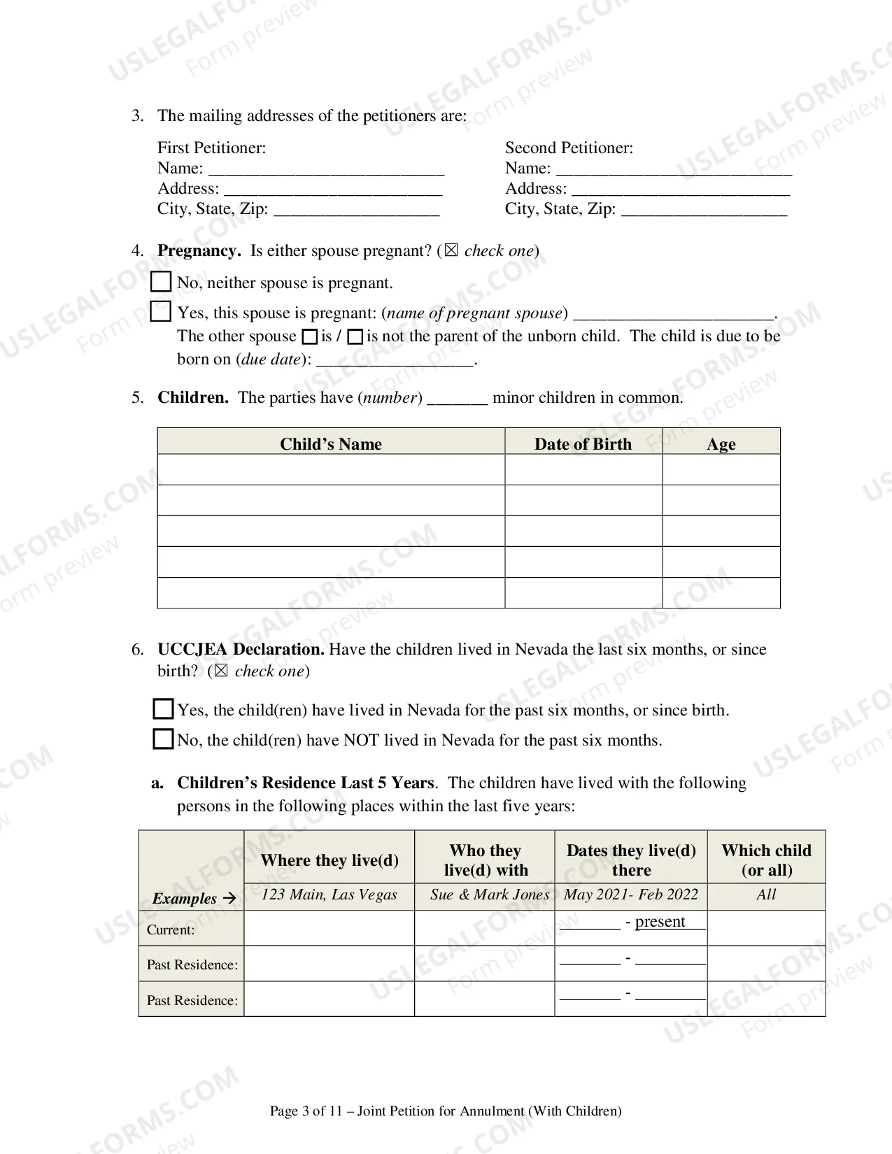 Preview Joint Petition for Annulment and UCCJEA Declaration - With Children
