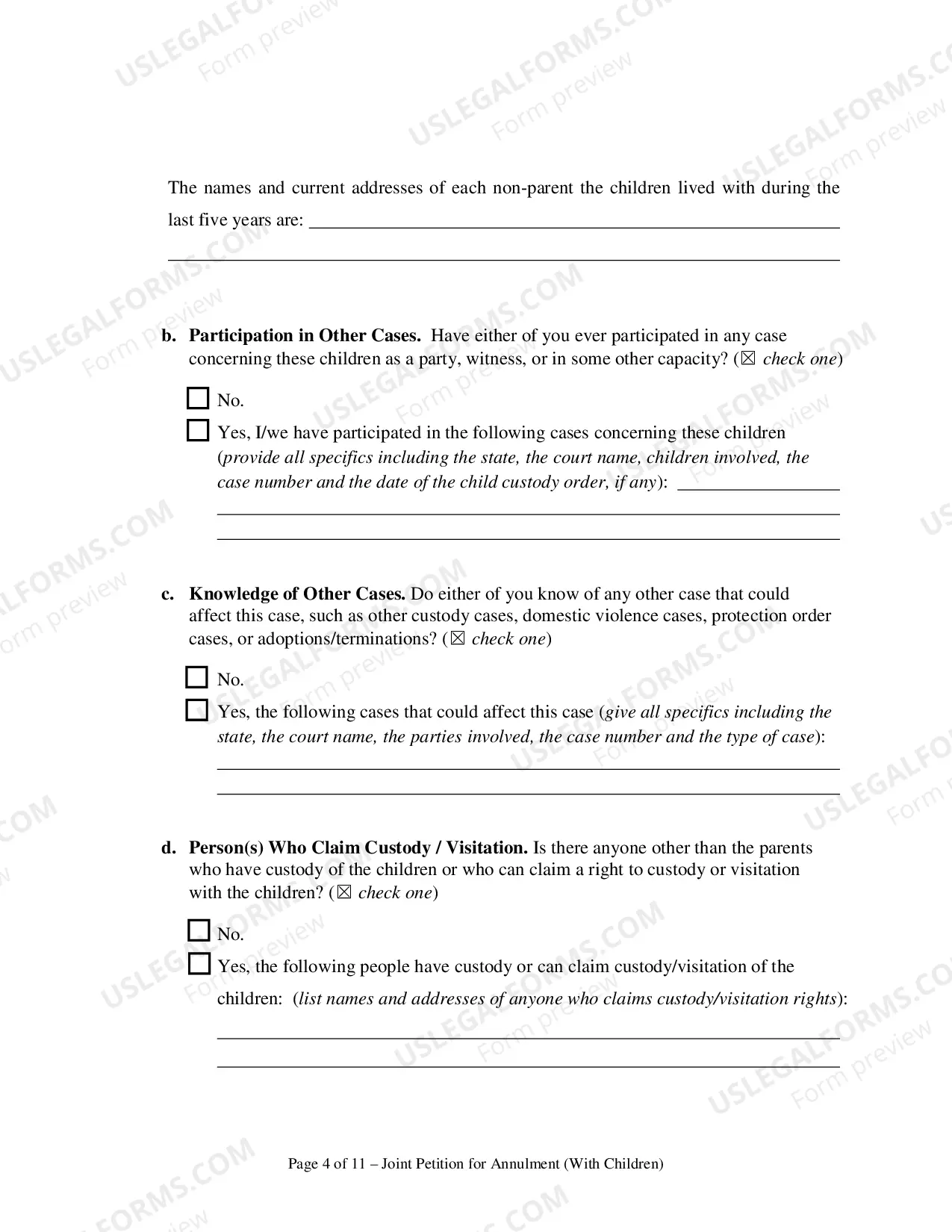 Preview Joint Petition for Annulment and UCCJEA Declaration - With Children