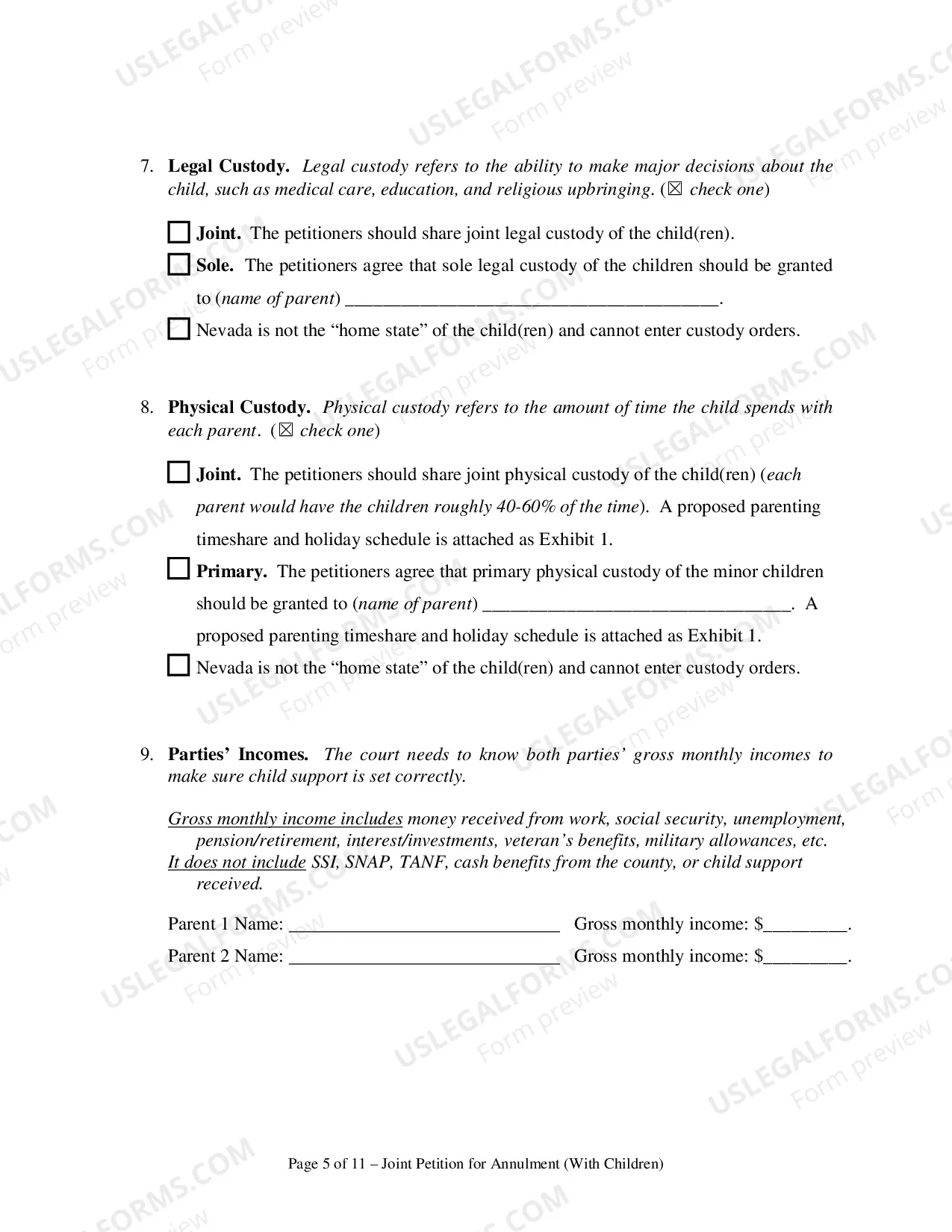 Preview Joint Petition for Annulment and UCCJEA Declaration - With Children