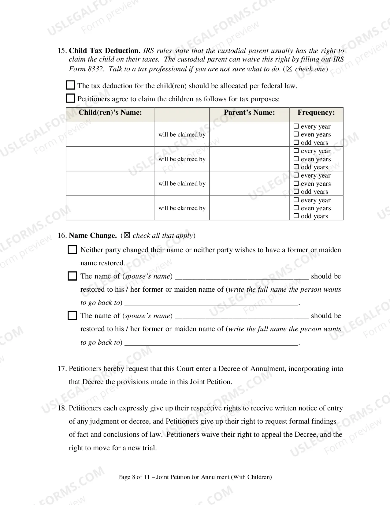 Preview Joint Petition for Annulment and UCCJEA Declaration - With Children
