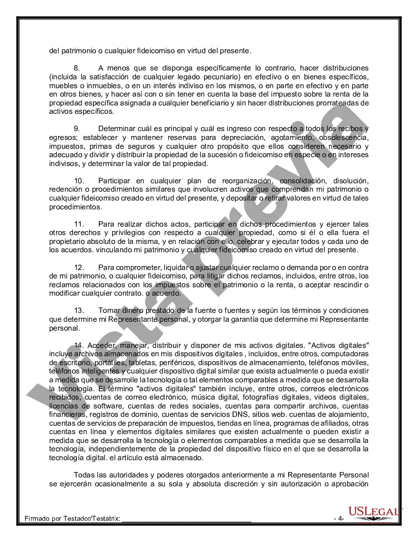 Preview Formulario de última voluntad y testamento legal para persona soltera sin hijos