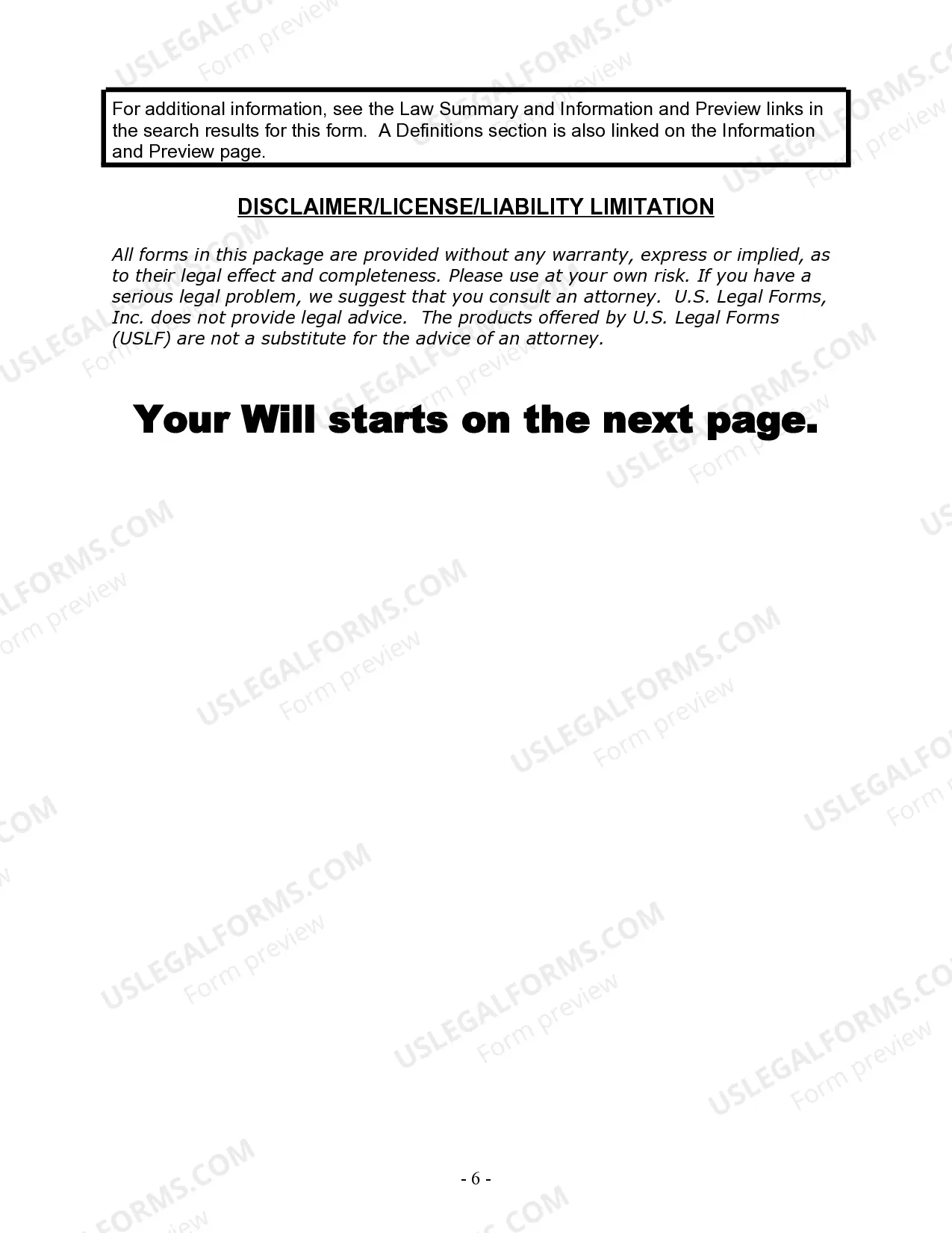 Preview Last Will and Testament for Single Person with Adult and Minor Children