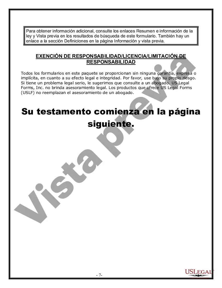 Preview Última voluntad y testamento legal para persona casada con hijos menores de edad de un matrimonio anterior