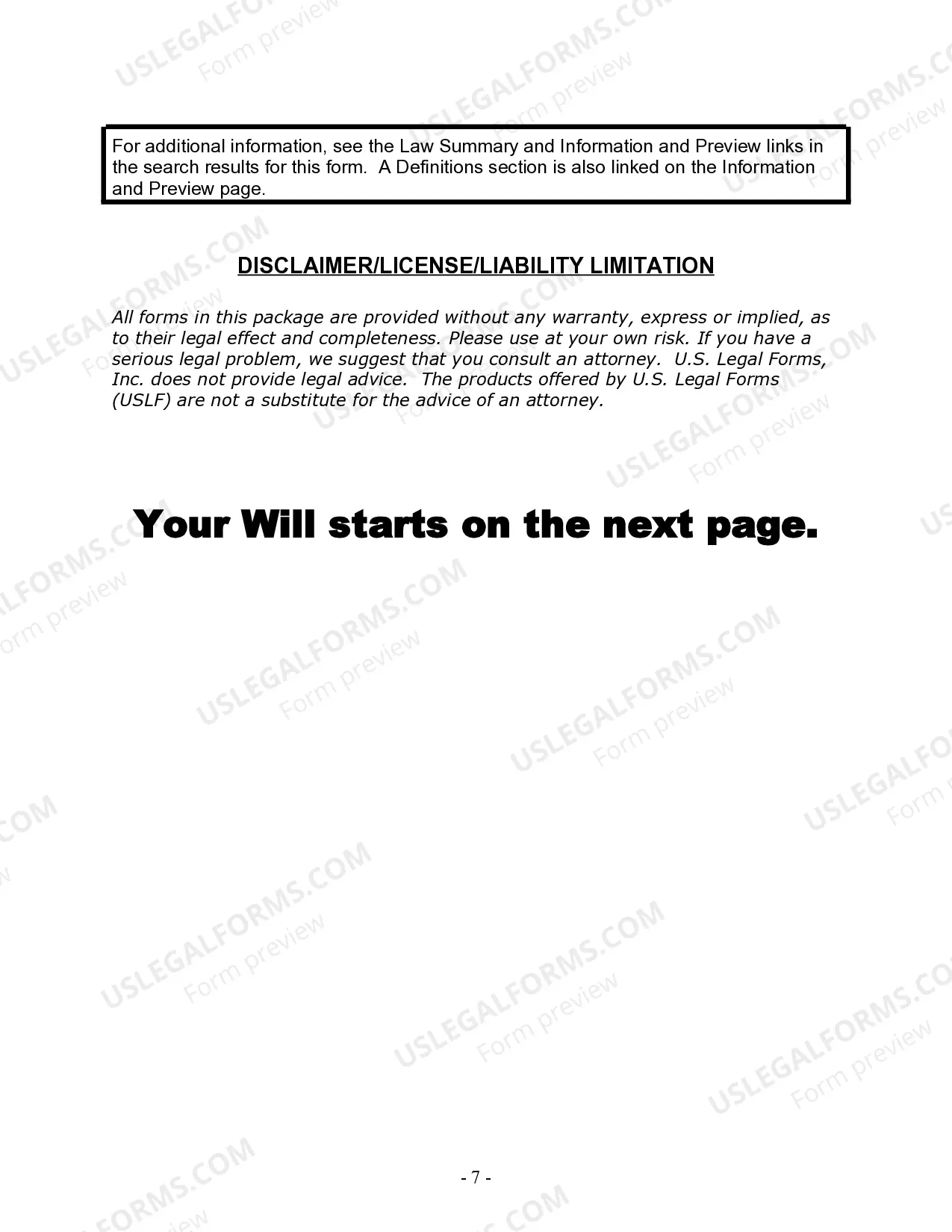 Preview Last Will and Testament for Domestic Partner with Adult Children from Prior Marriage