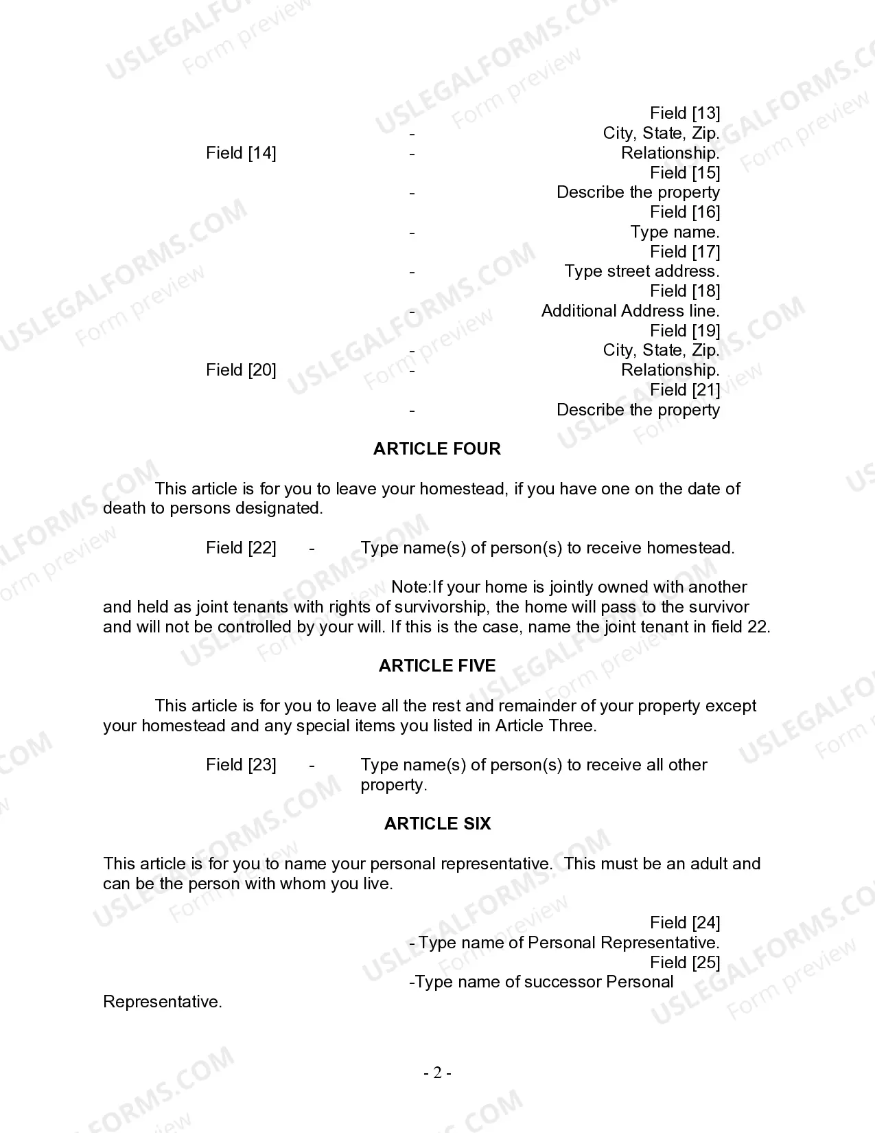 Preview Last Will and Testament for Divorced Person Not Remarried with No Children