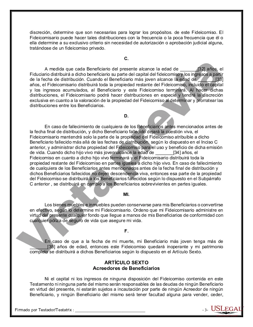 Preview Formulario de última voluntad y testamento legal para personas divorciadas que no se han vuelto a casar con hijos adultos y menores